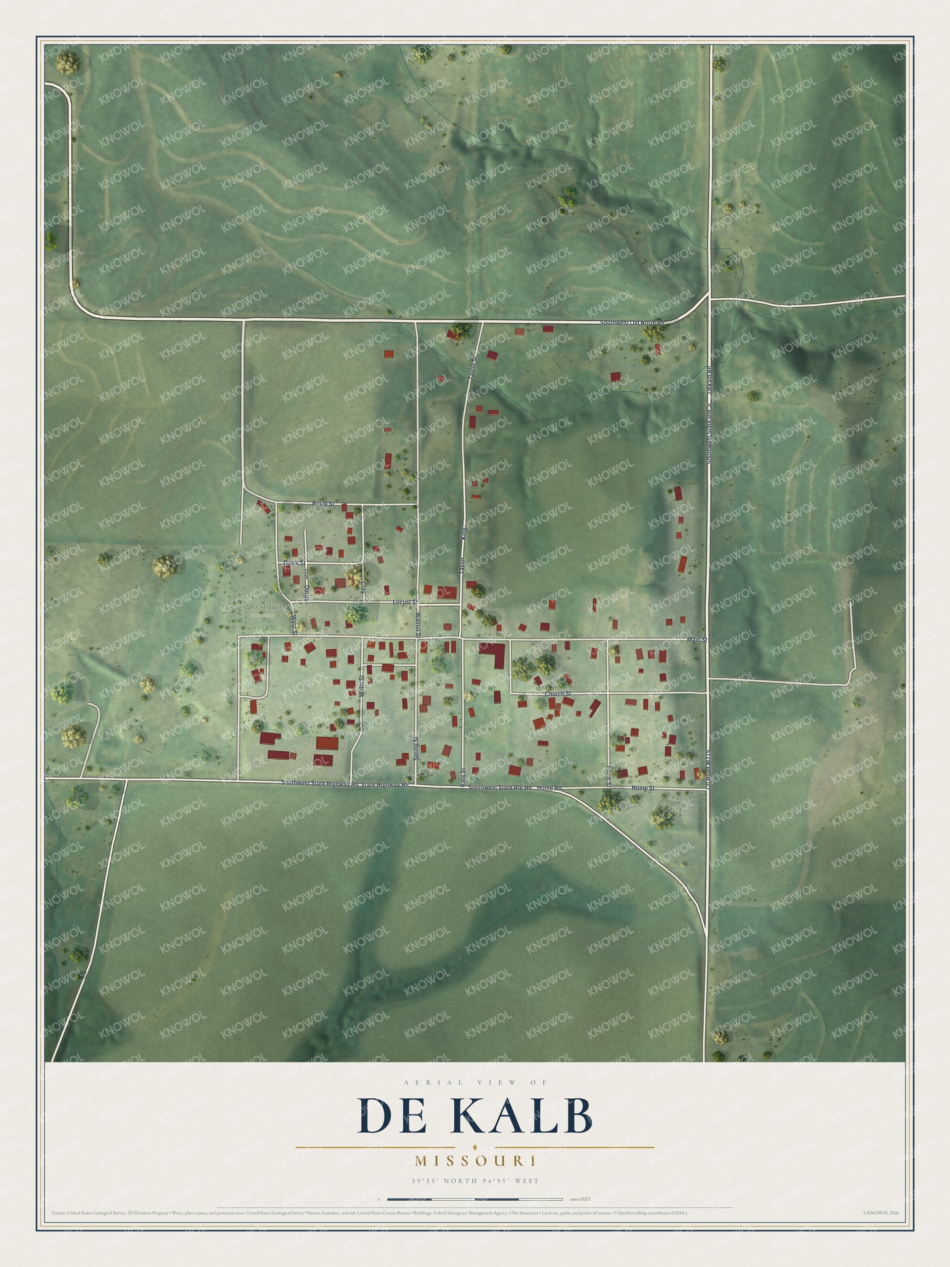 Watermarked full-map preview of De Kalb, Missouri