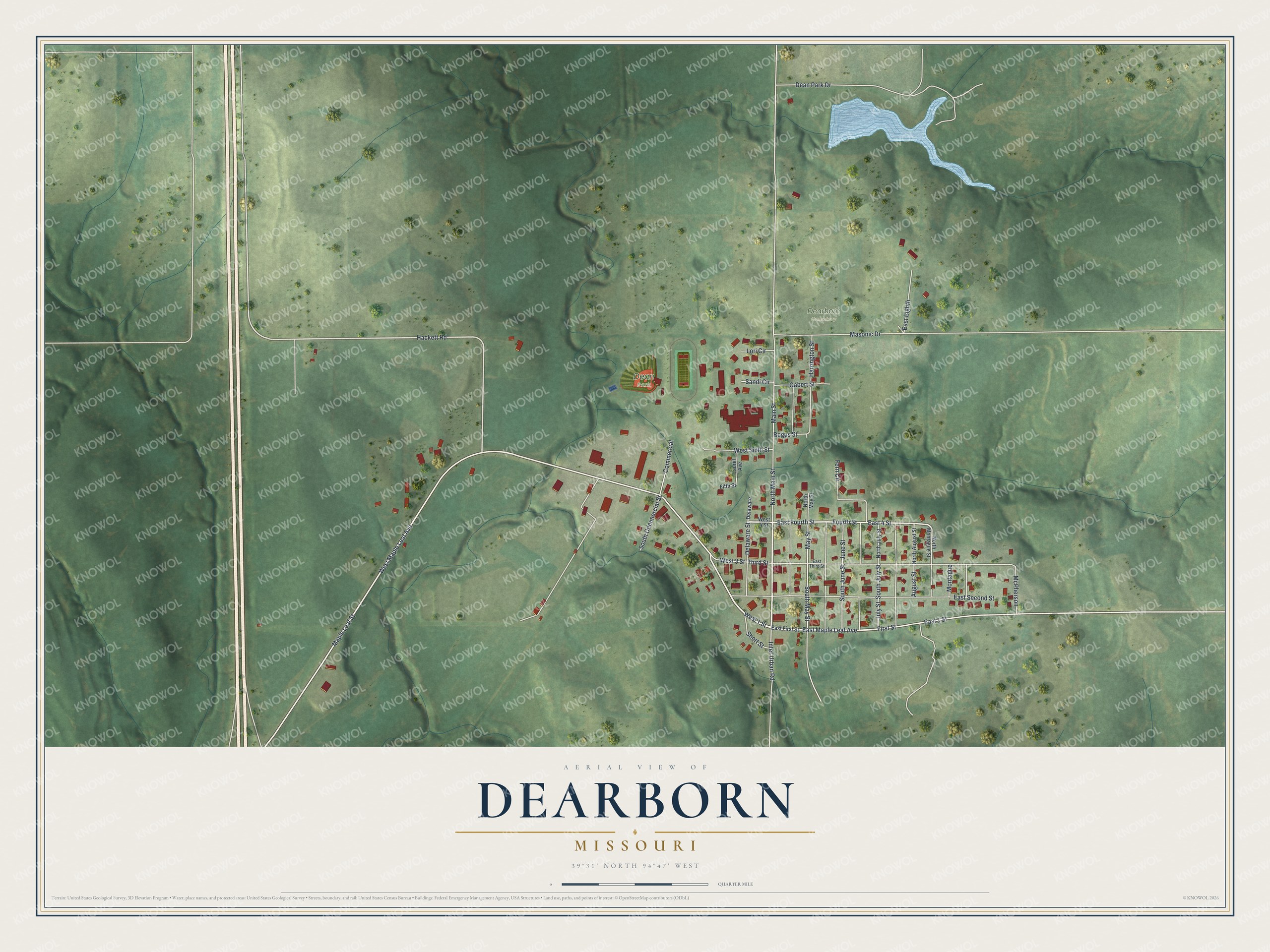 Watermarked full-map preview of Dearborn, Missouri