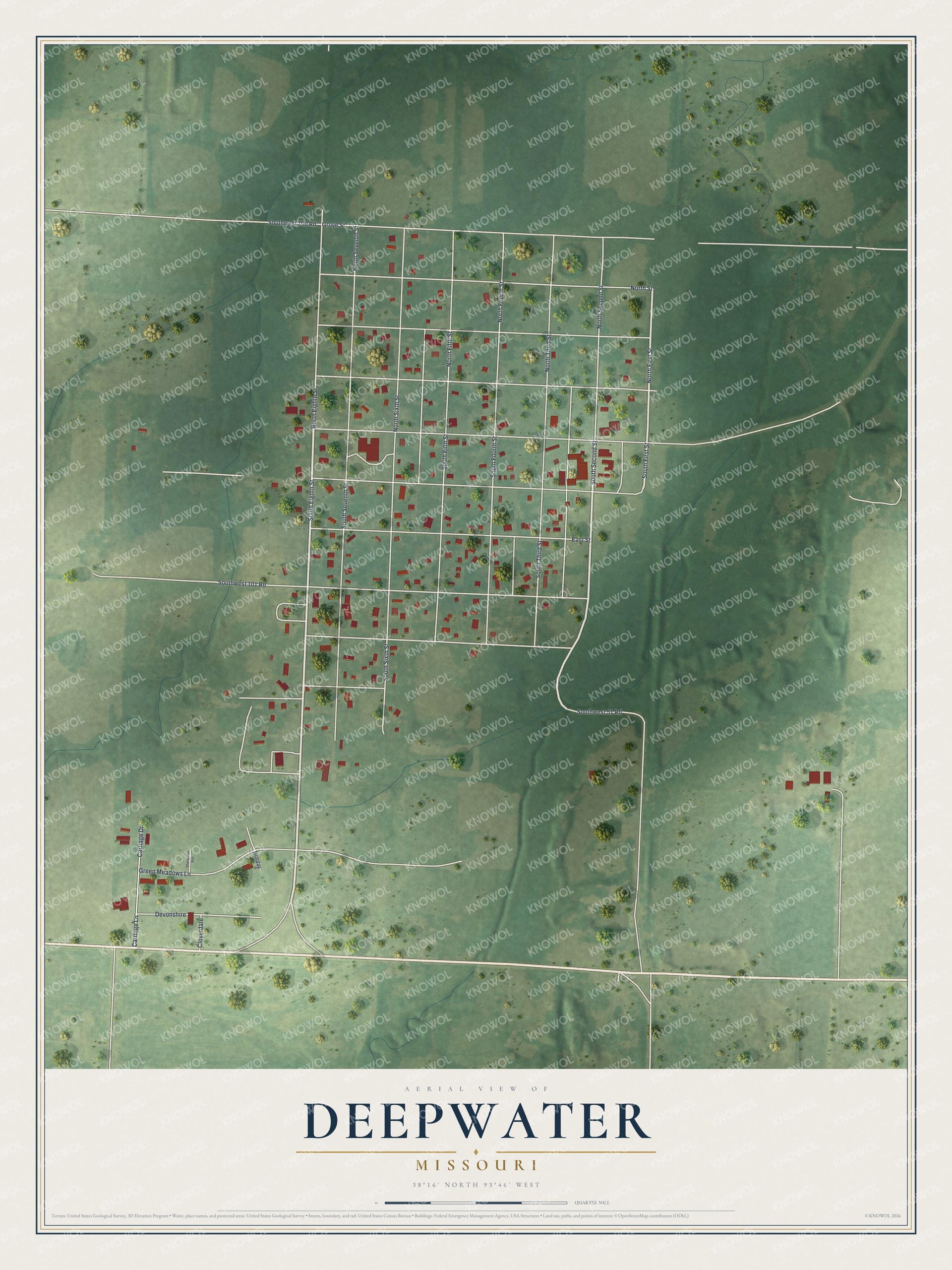 Watermarked full-map preview of Deepwater, Missouri