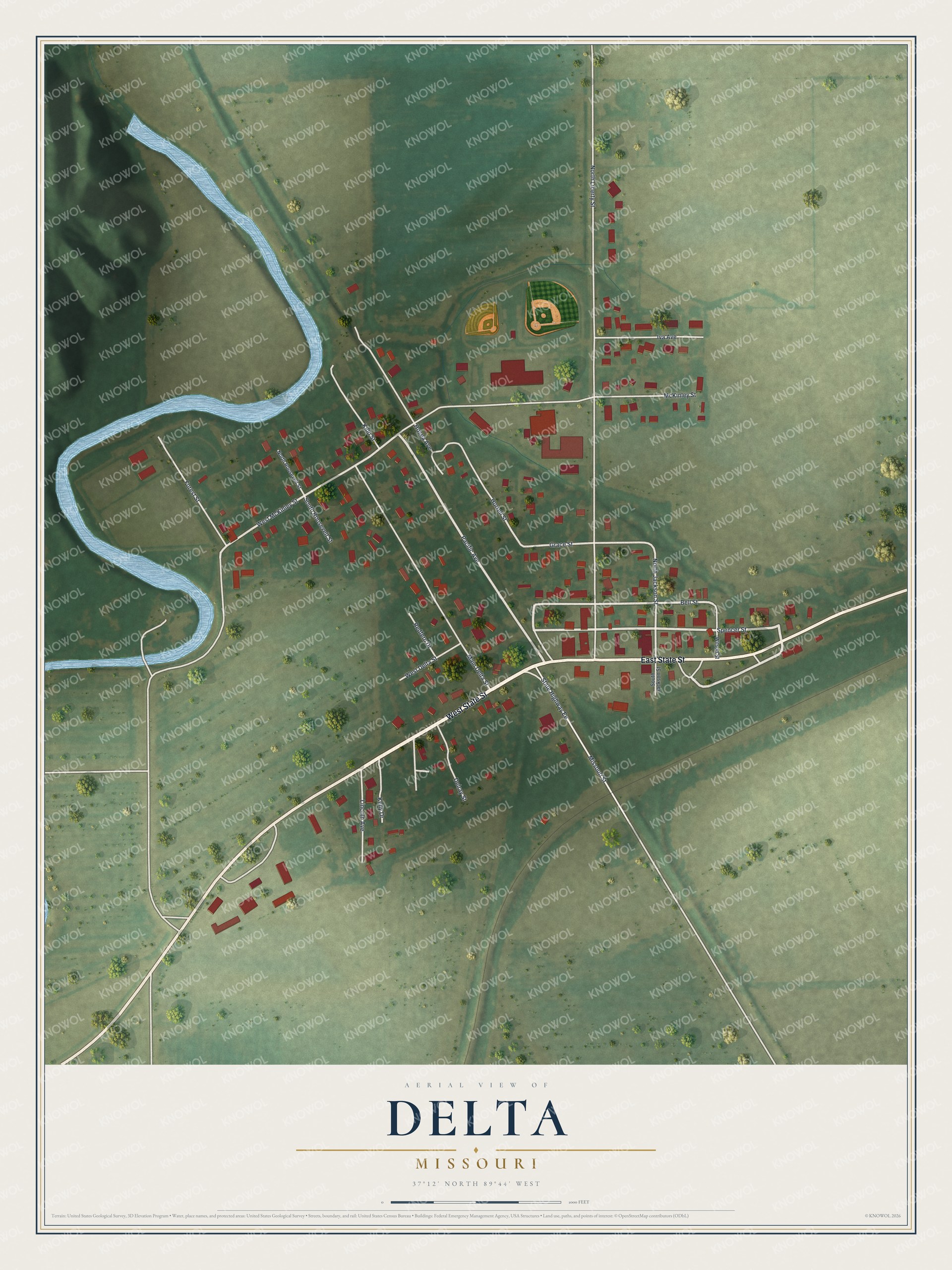 Watermarked full-map preview of Delta, Missouri