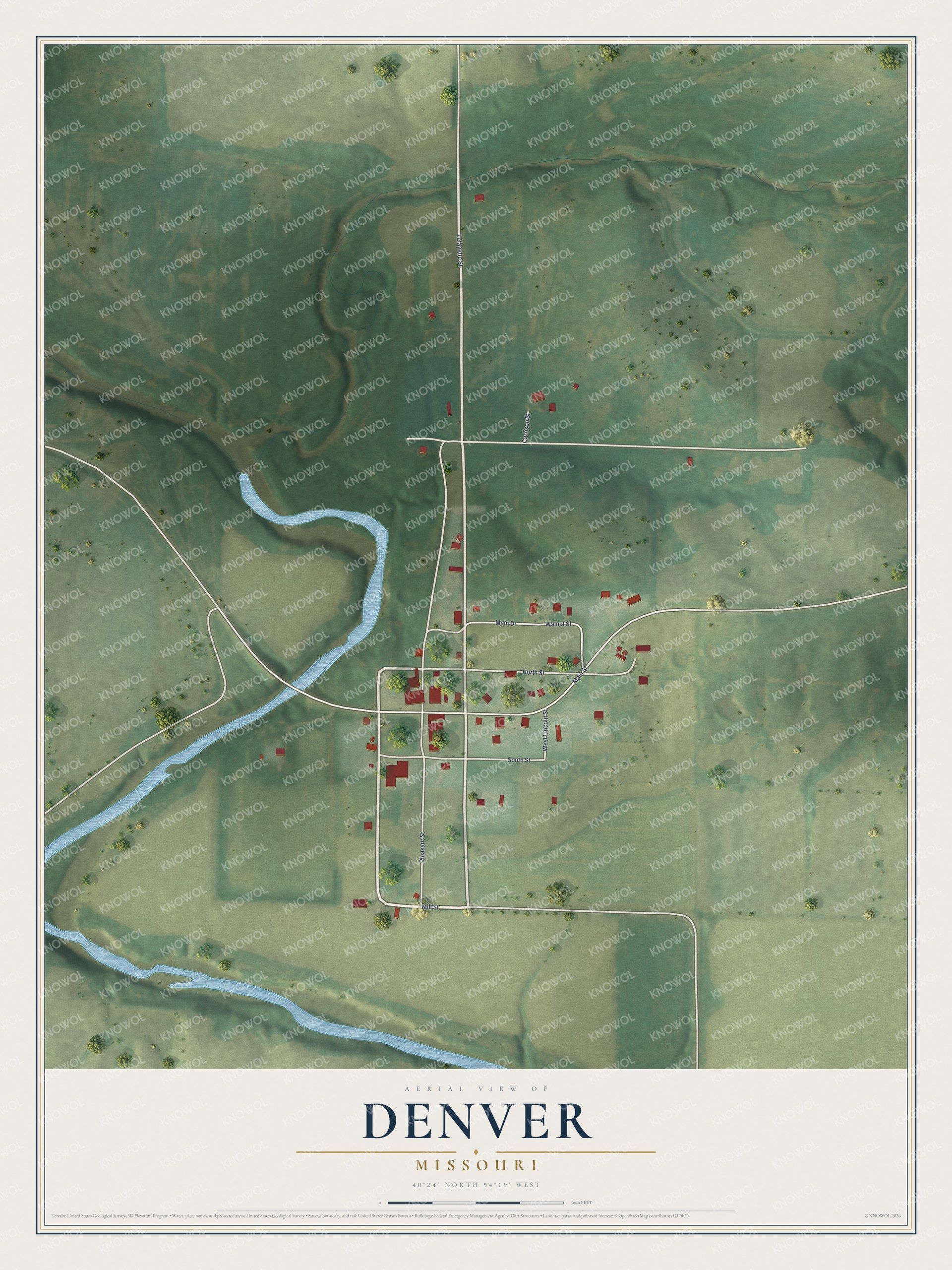 Watermarked full-map preview of Denver, Missouri