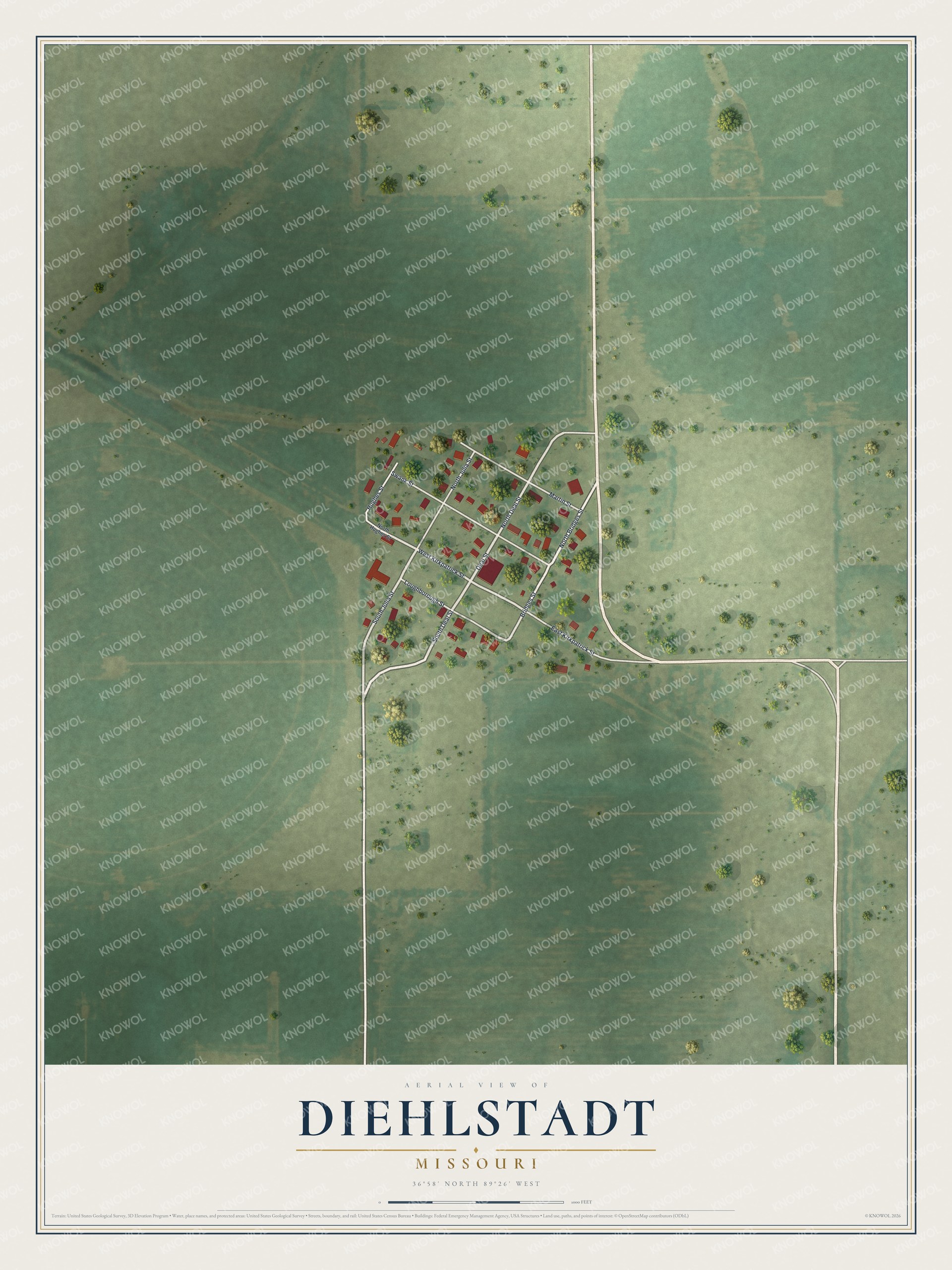 Watermarked full-map preview of Diehlstadt, Missouri
