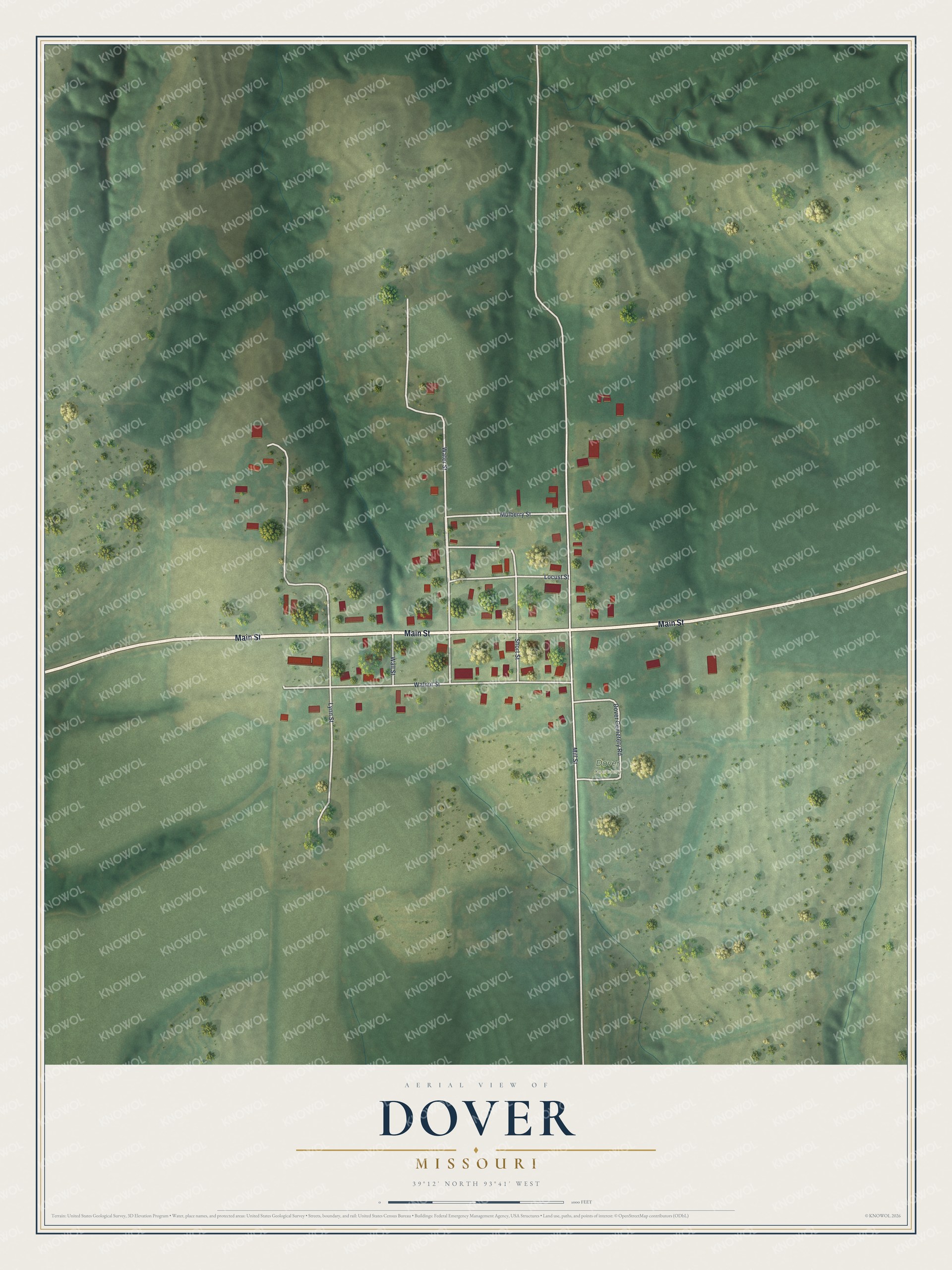 Watermarked full-map preview of Dover, Missouri