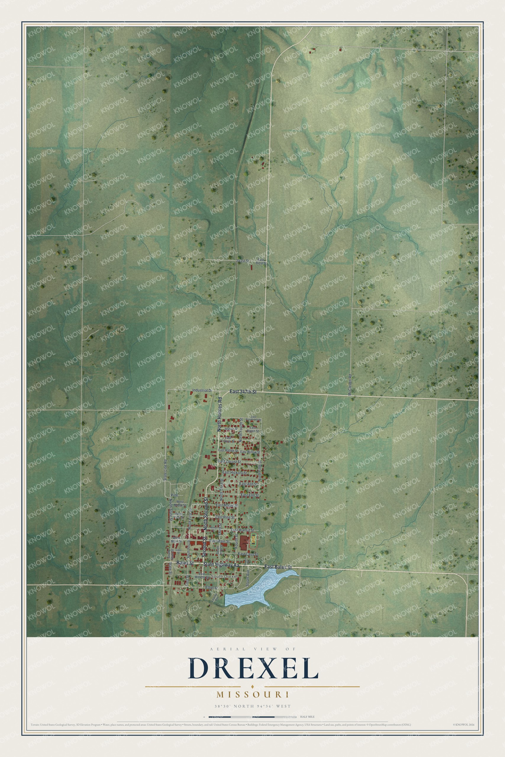 Watermarked full-map preview of Drexel, Missouri