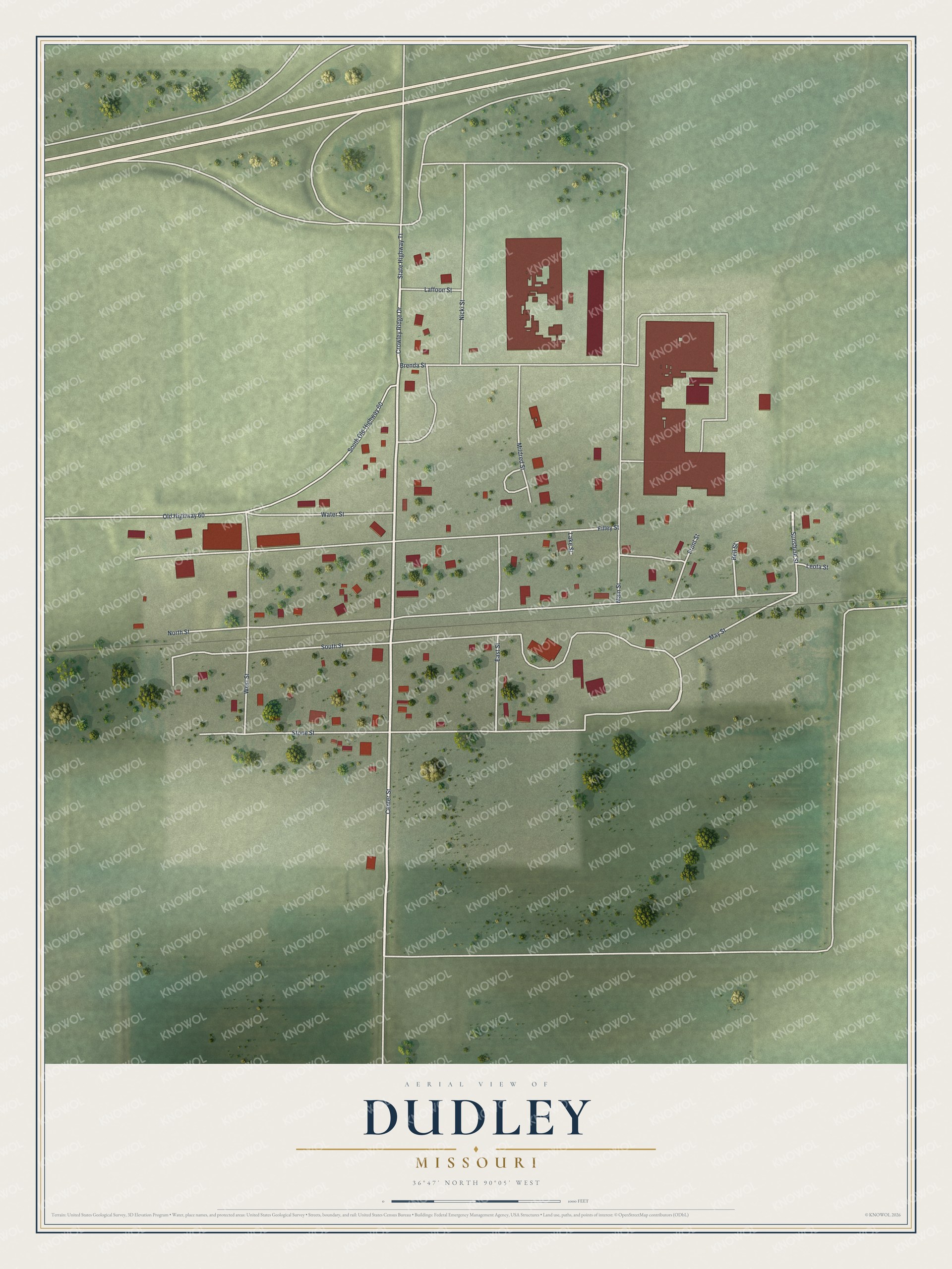 Watermarked full-map preview of Dudley, Missouri