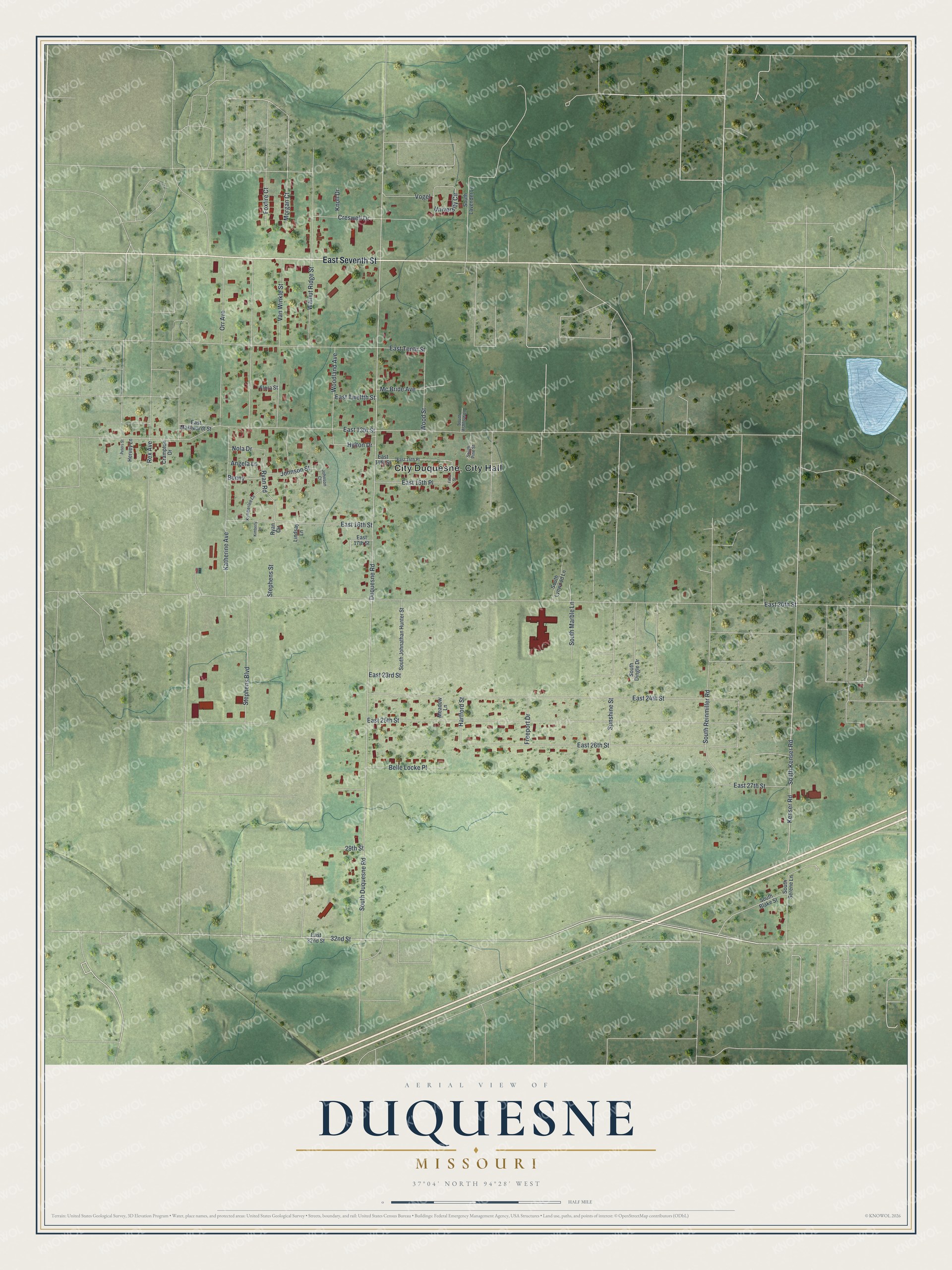 Watermarked full-map preview of Duquesne, Missouri