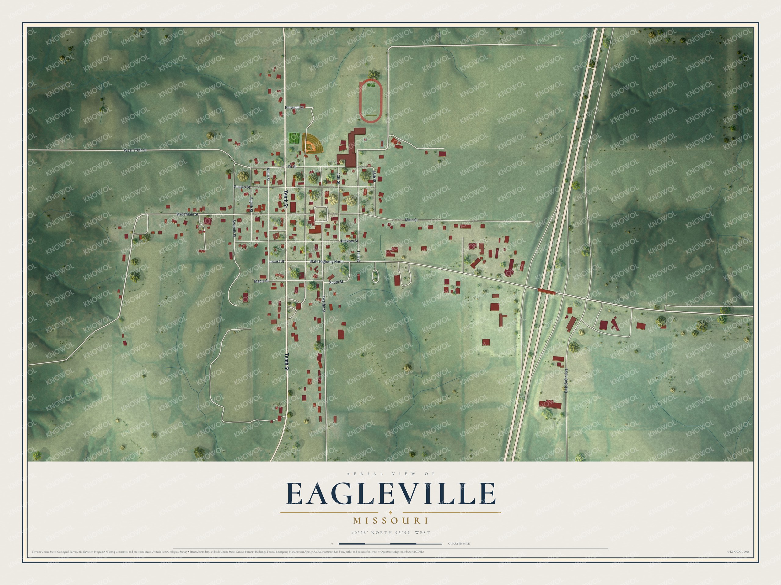 Watermarked full-map preview of Eagleville, Missouri