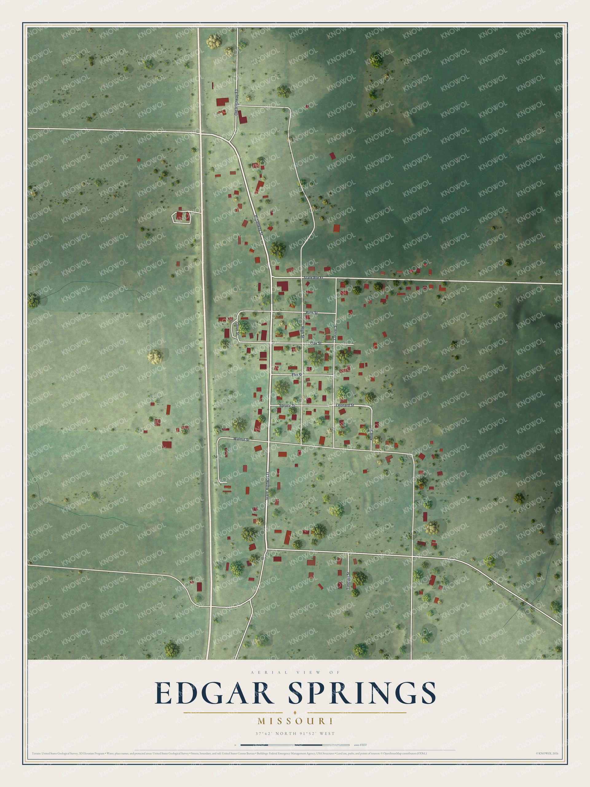 Watermarked full-map preview of Edgar Springs, Missouri
