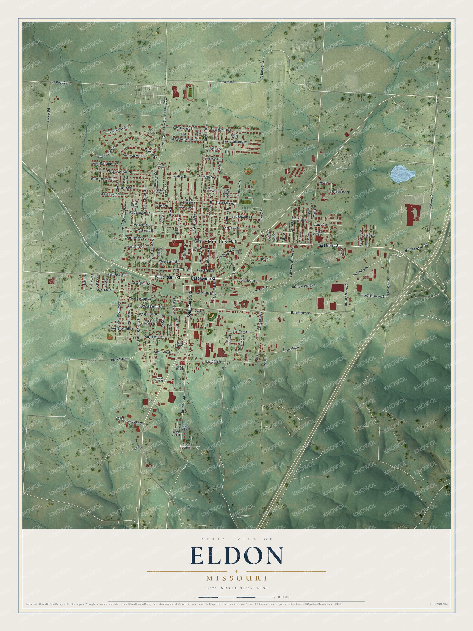Watermarked full-map preview of Eldon, Missouri