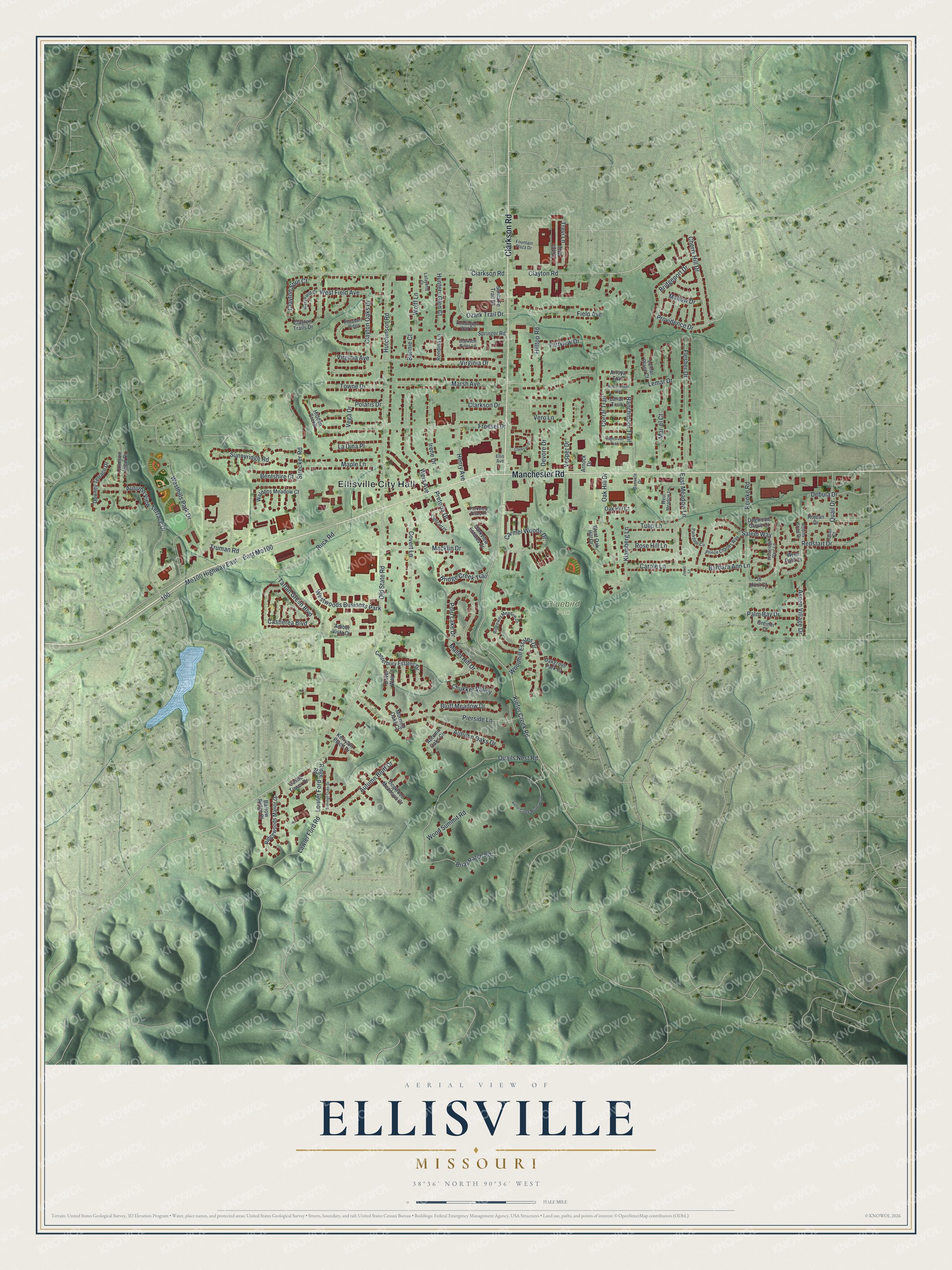 Watermarked full-map preview of Ellisville, Missouri
