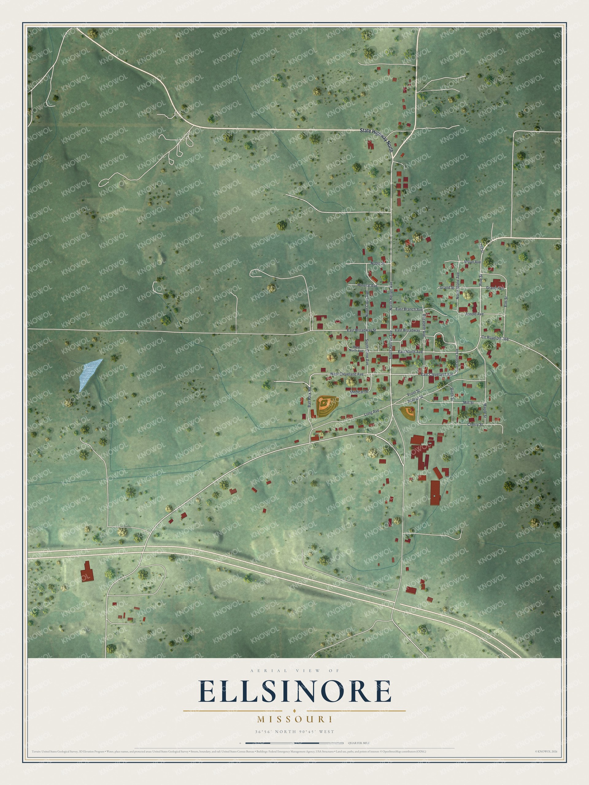 Watermarked full-map preview of Ellsinore, Missouri
