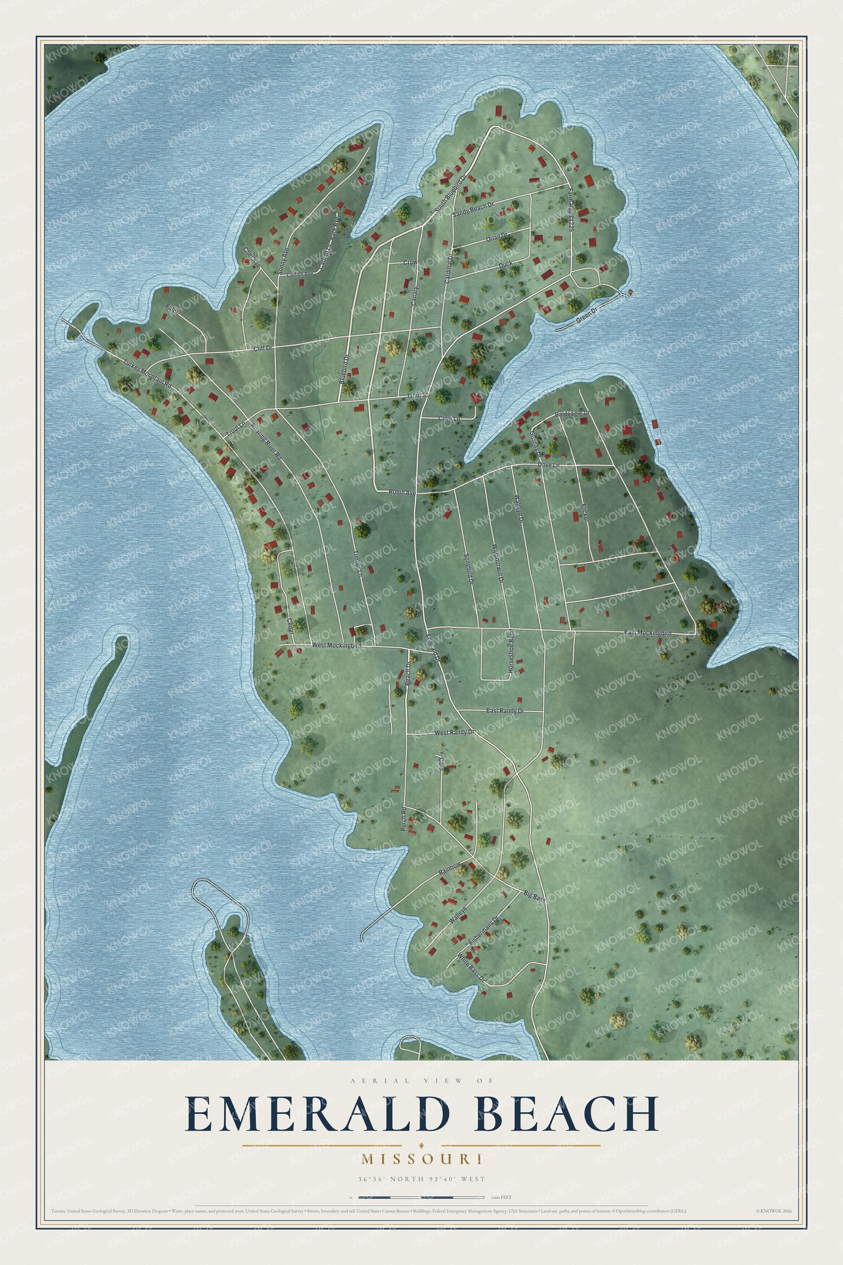 Watermarked full-map preview of Emerald Beach, Missouri