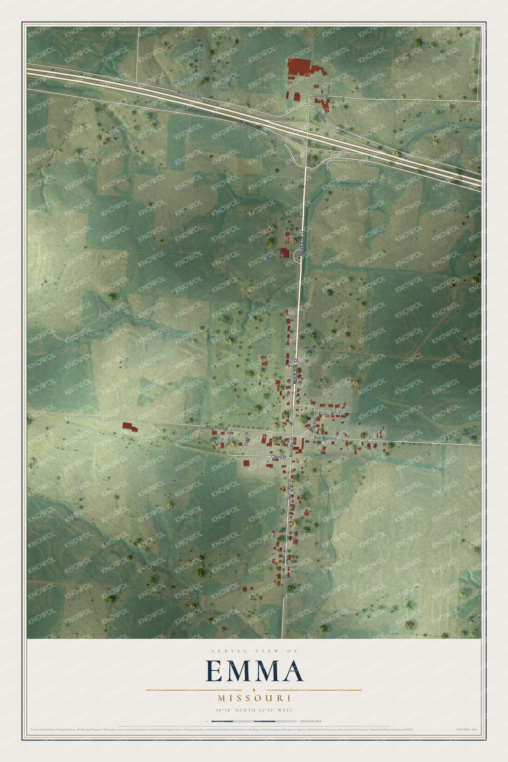 Watermarked full-map preview of Emma, Missouri