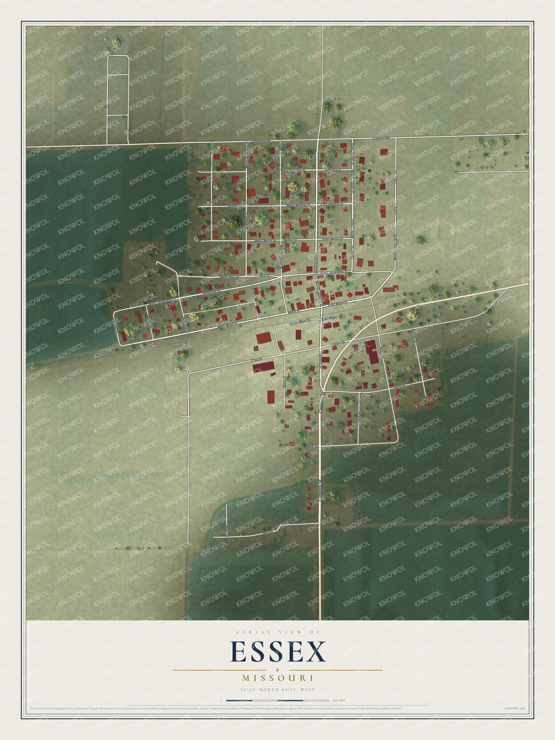Watermarked full-map preview of Essex, Missouri