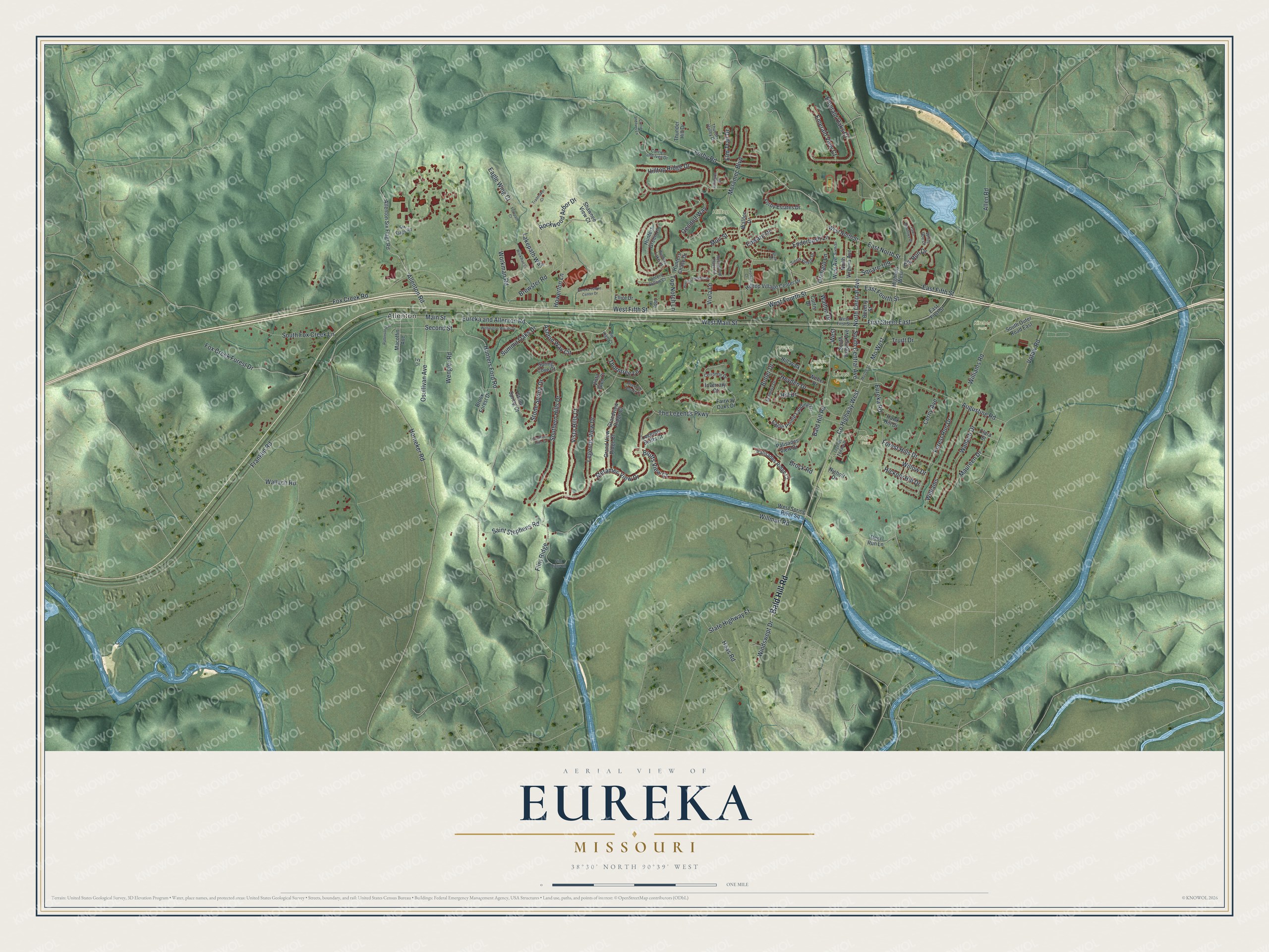 Watermarked full-map preview of Eureka, Missouri