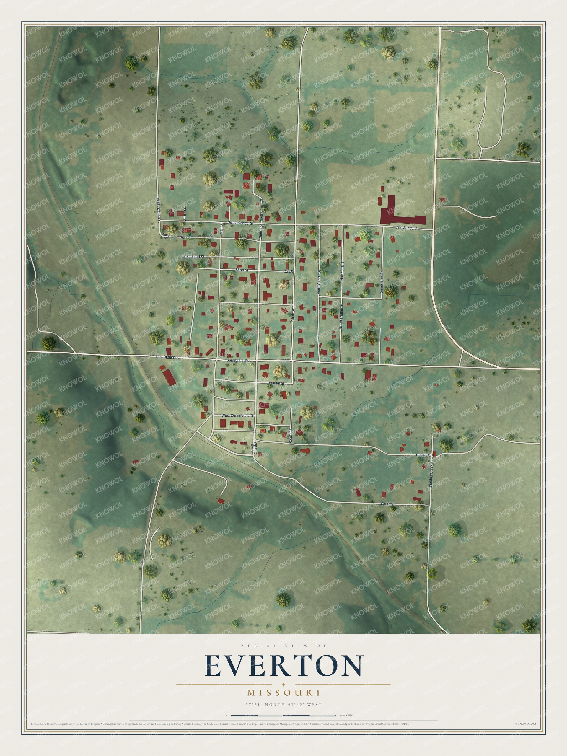 Watermarked full-map preview of Everton, Missouri
