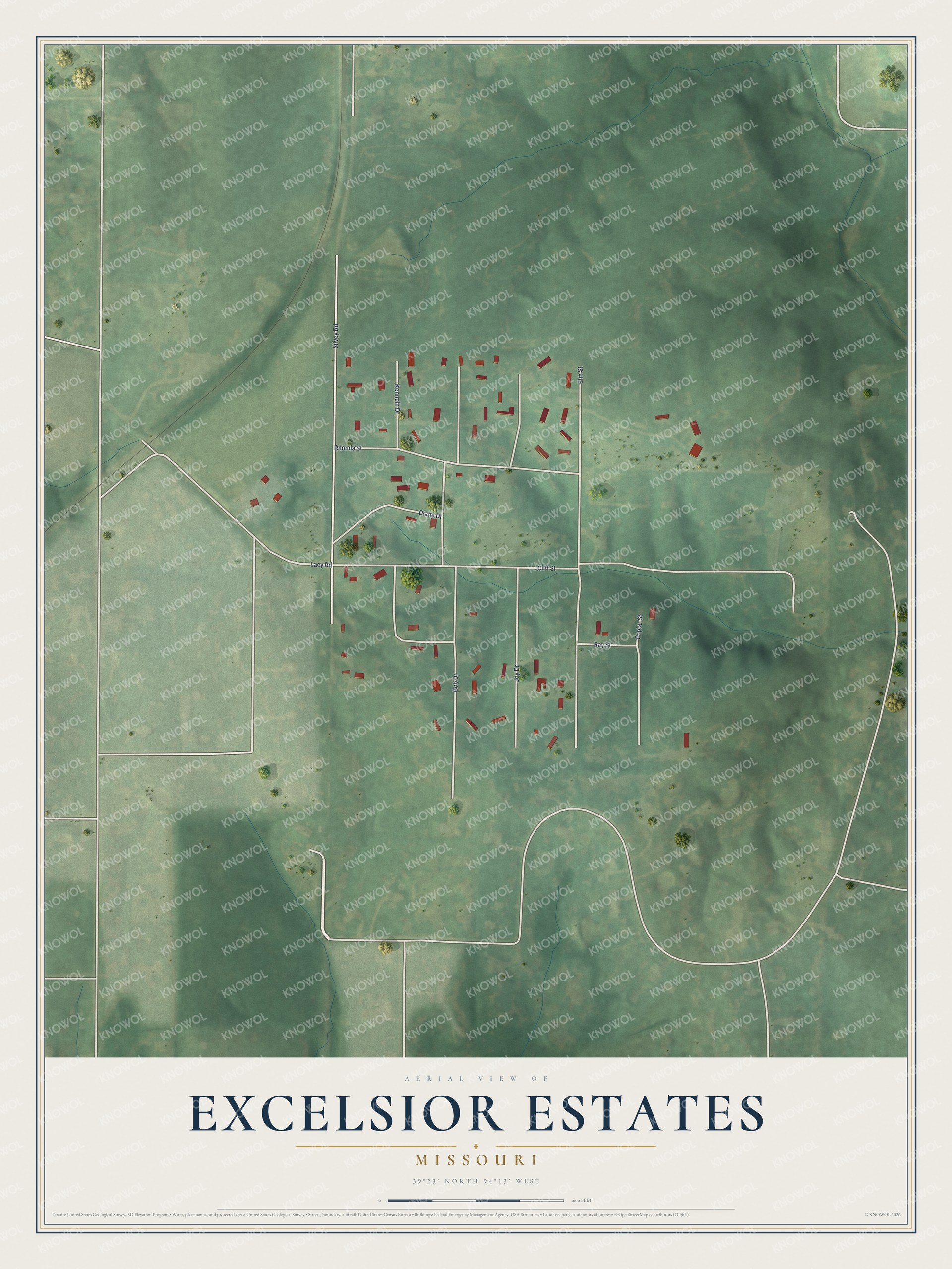 Watermarked full-map preview of Excelsior Estates, Missouri