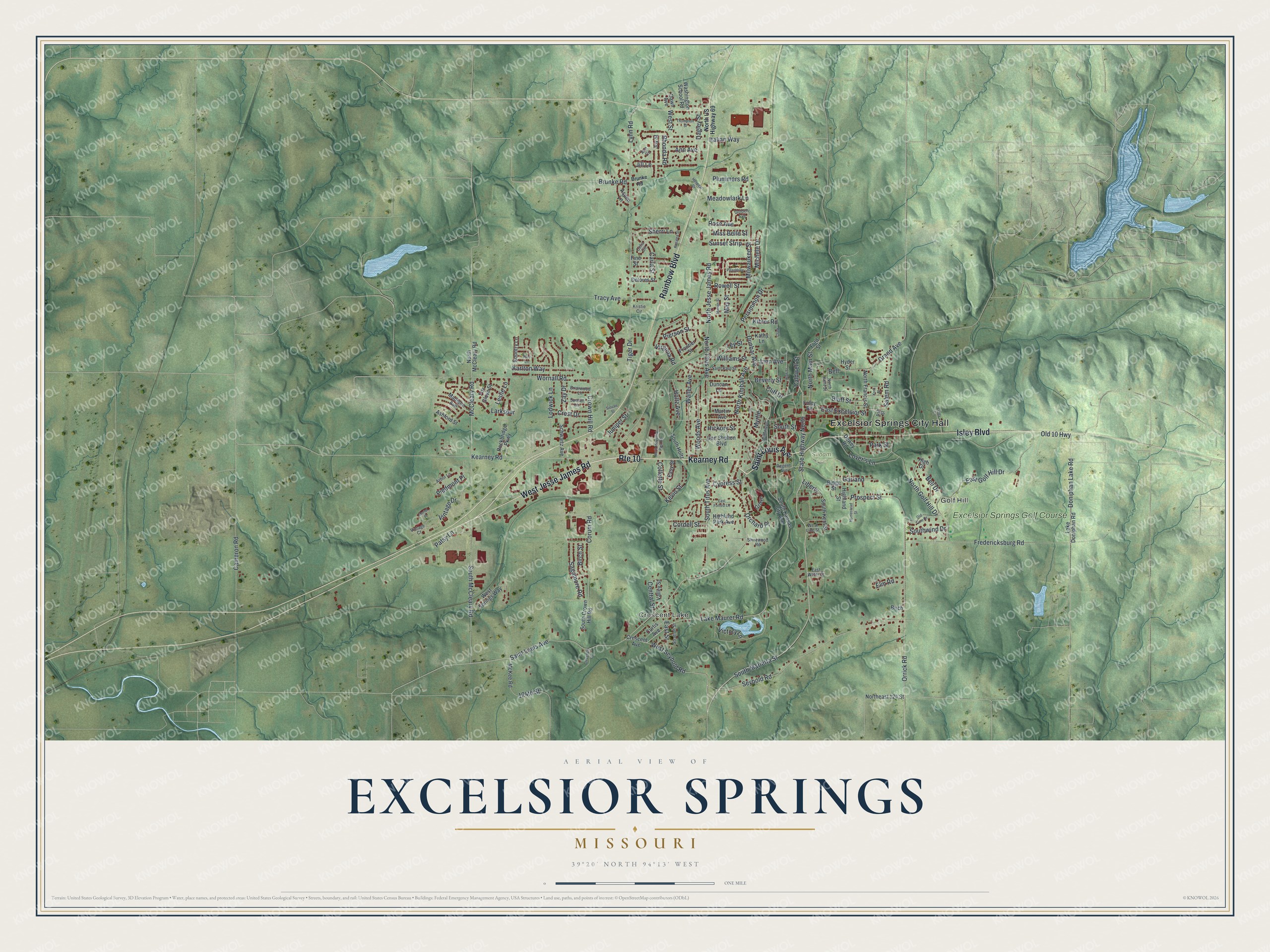 Watermarked full-map preview of Excelsior Springs, Missouri