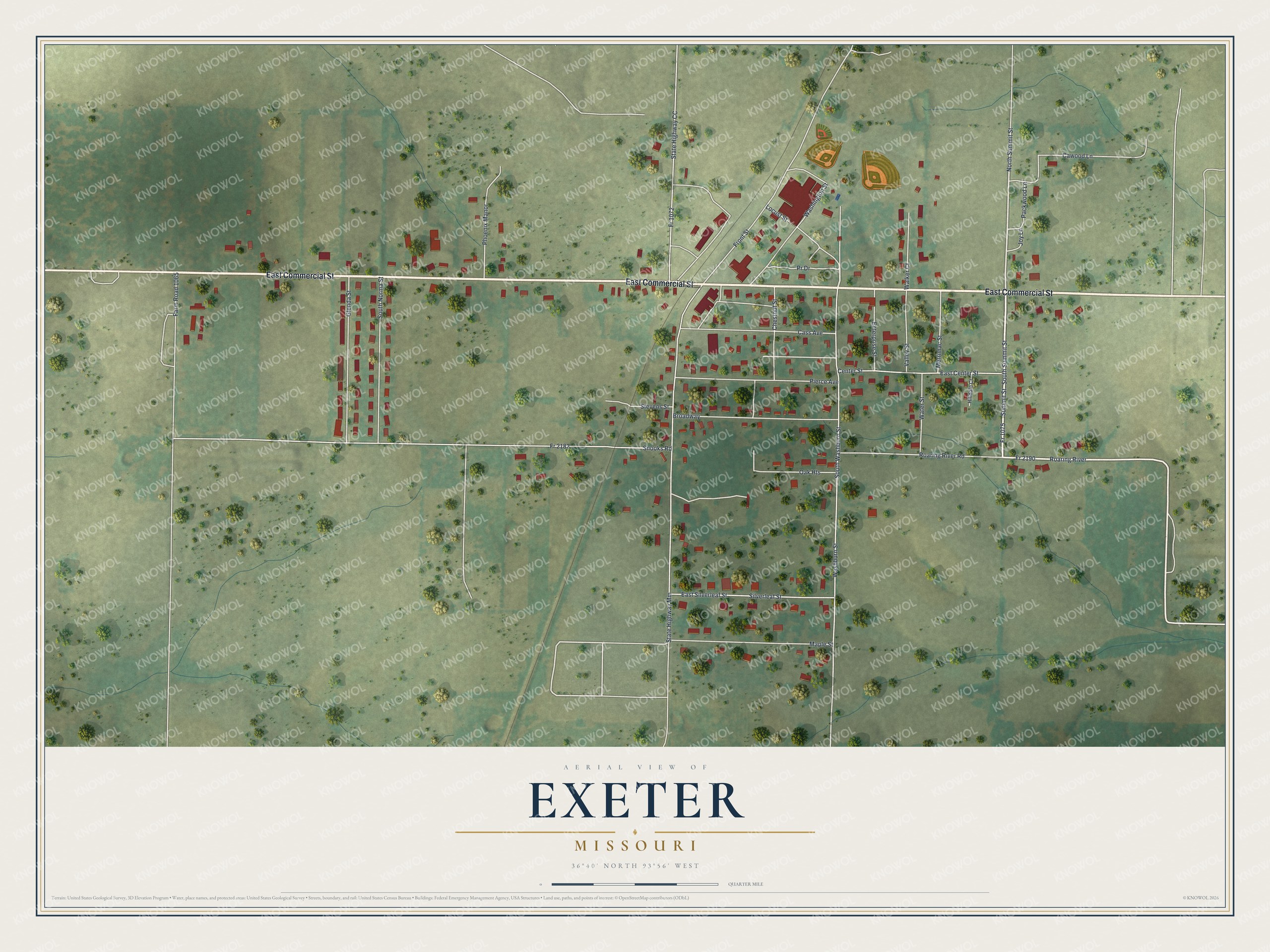 Watermarked full-map preview of Exeter, Missouri