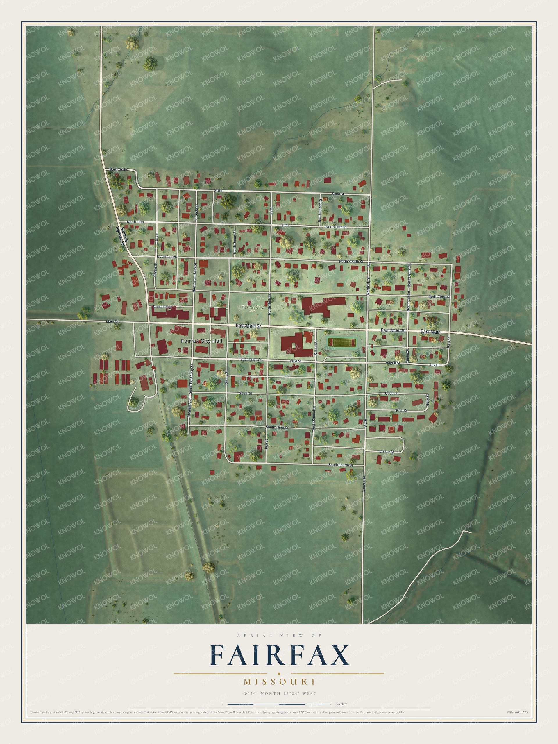 Watermarked full-map preview of Fairfax, Missouri