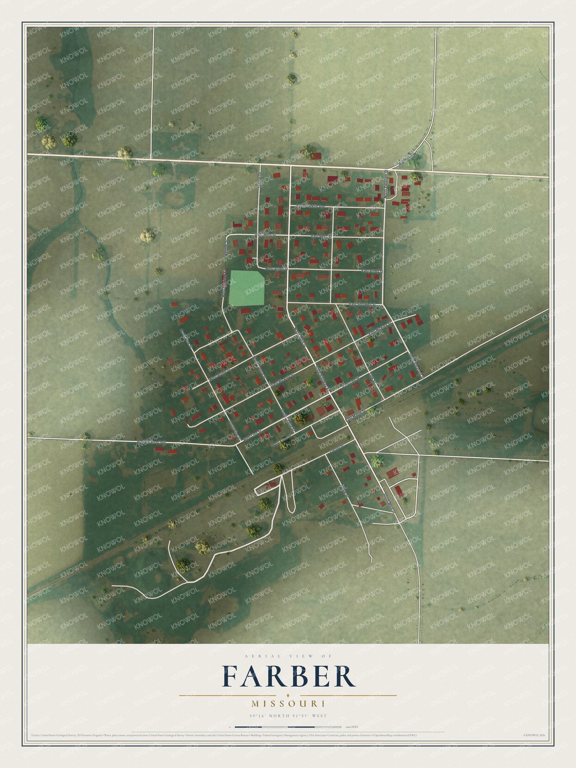 Watermarked full-map preview of Farber, Missouri