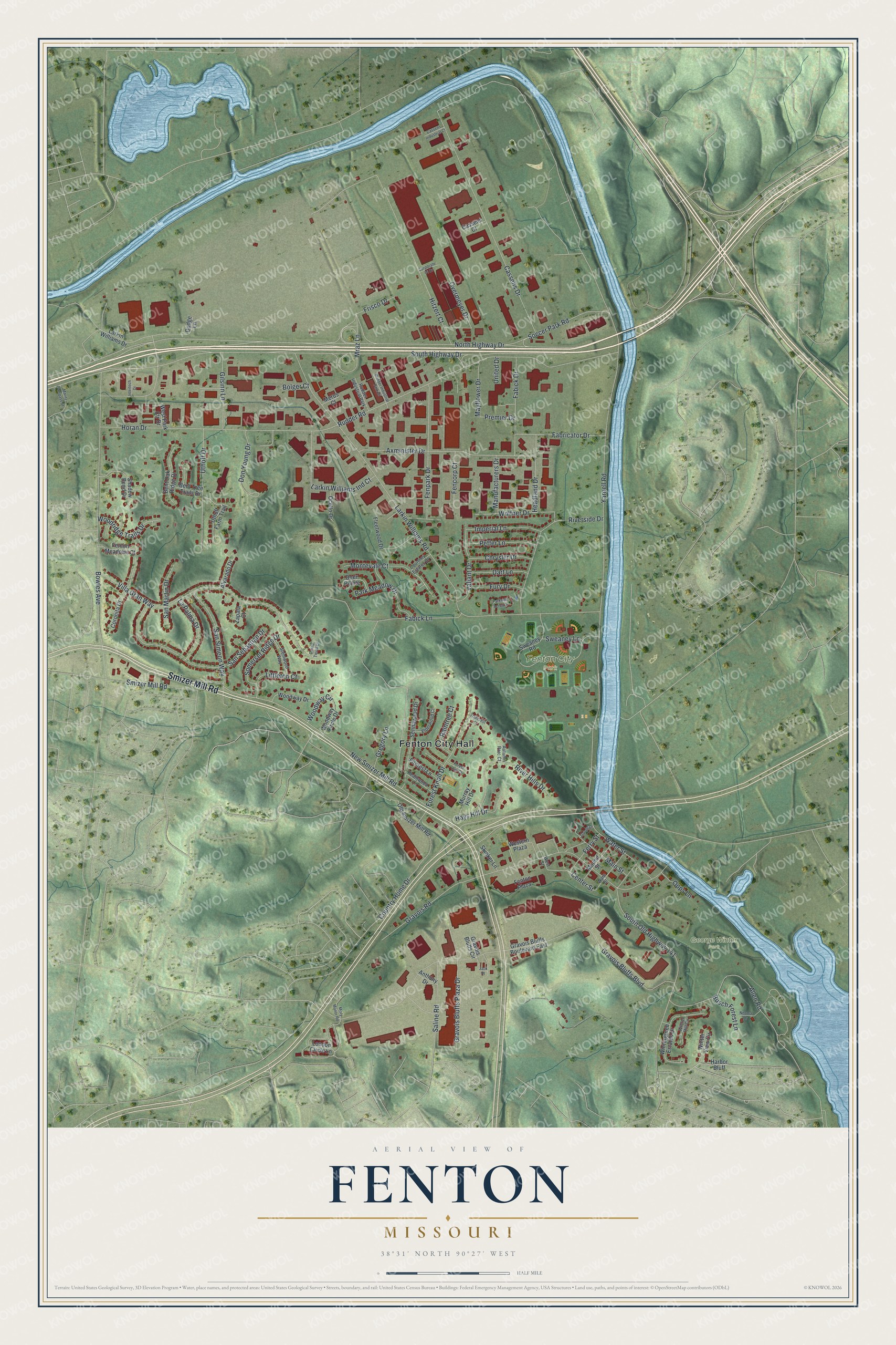 Watermarked full-map preview of Fenton, Missouri