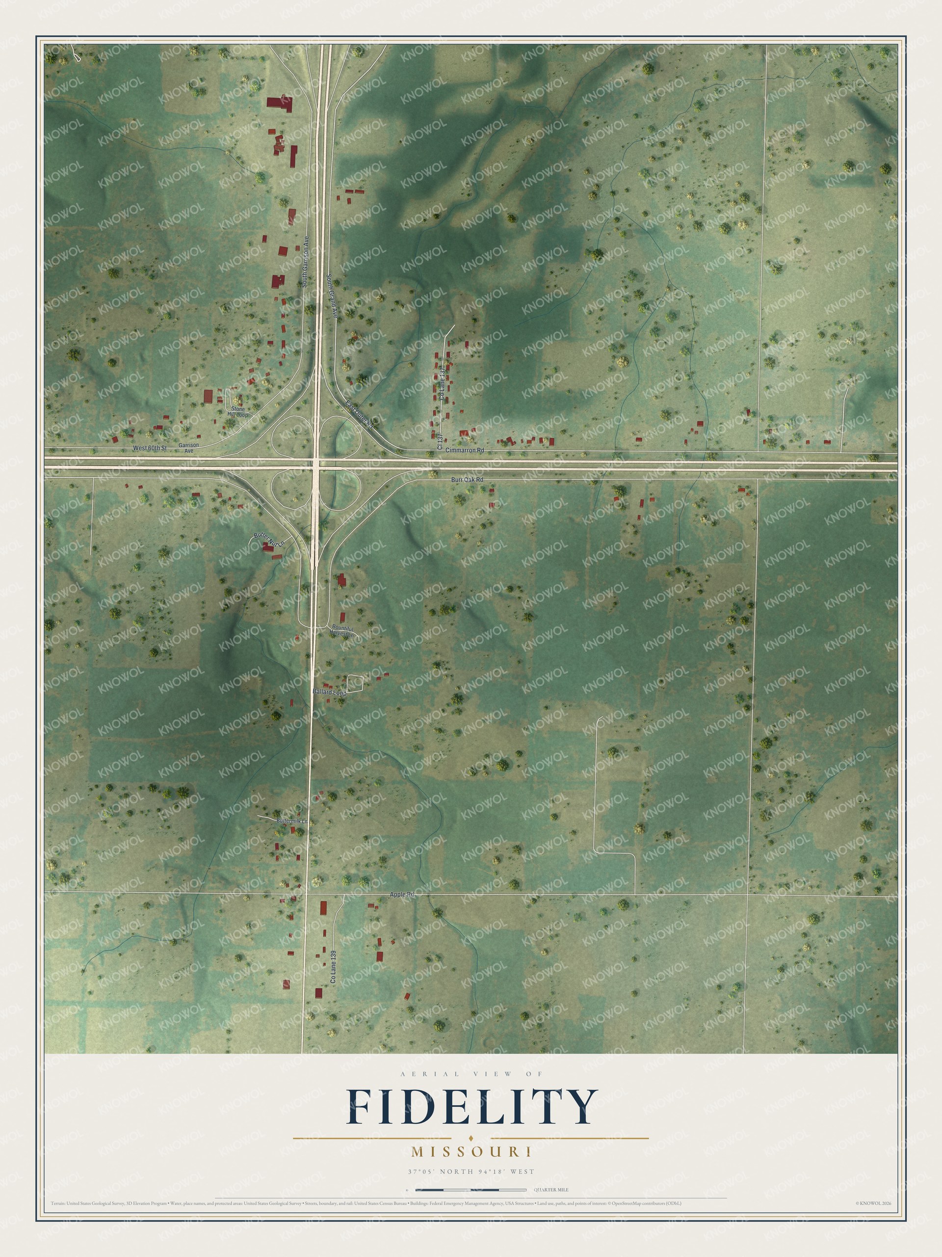 Watermarked full-map preview of Fidelity, Missouri