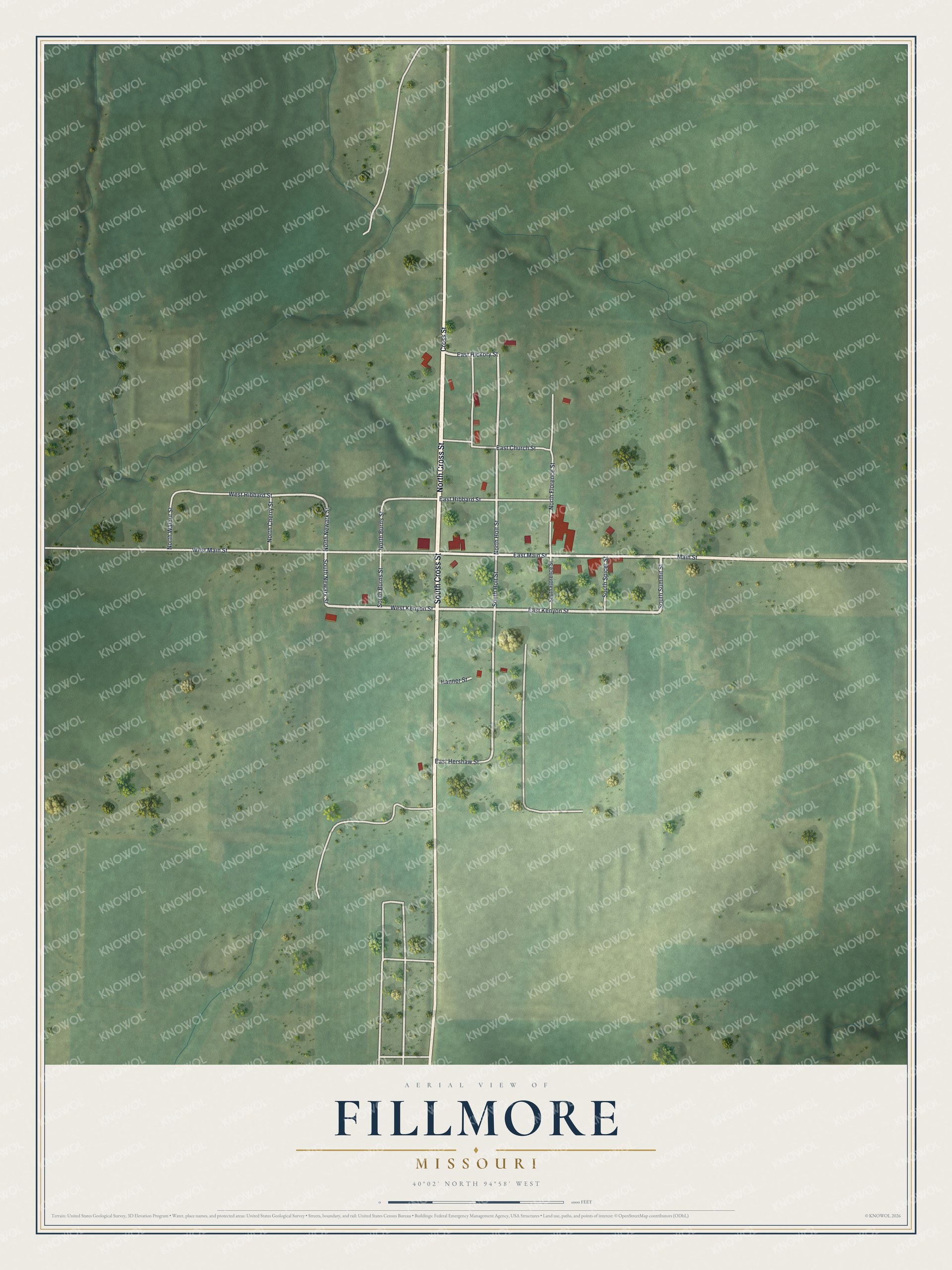 Watermarked full-map preview of Fillmore, Missouri