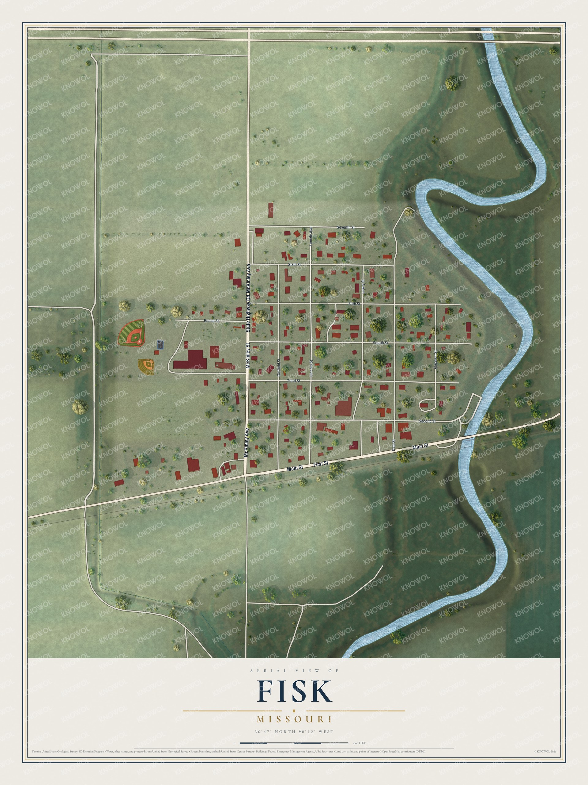 Watermarked full-map preview of Fisk, Missouri