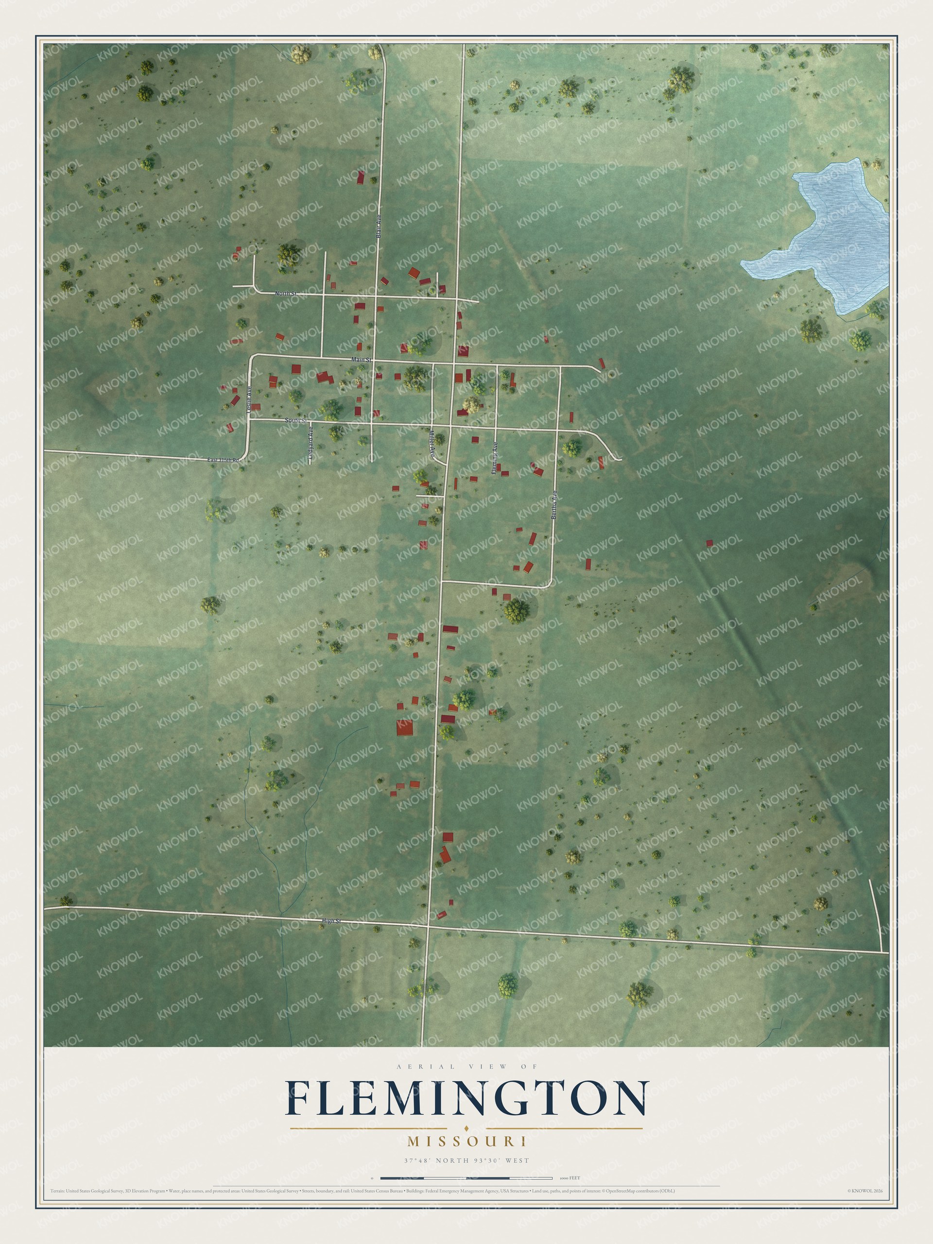 Watermarked full-map preview of Flemington, Missouri