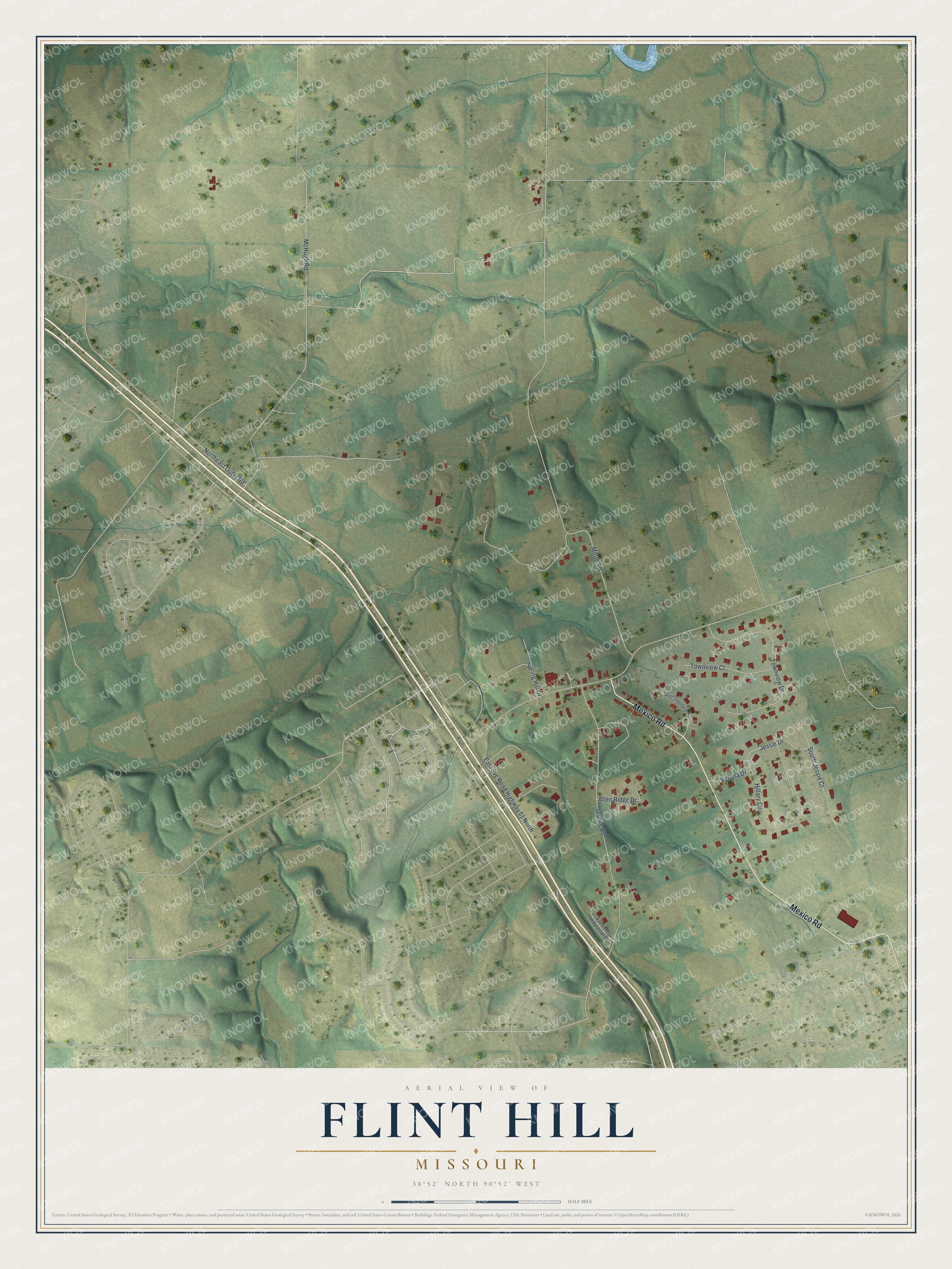 Watermarked full-map preview of Flint Hill, Missouri