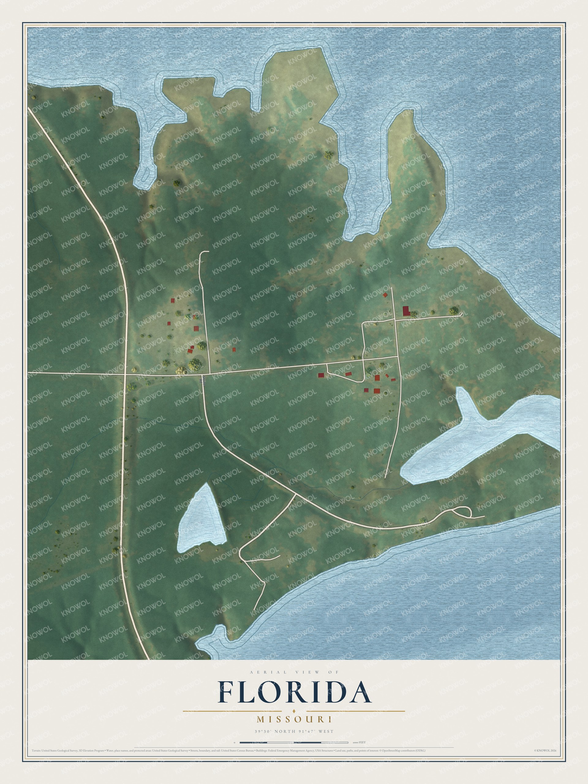 Watermarked full-map preview of Florida, Missouri