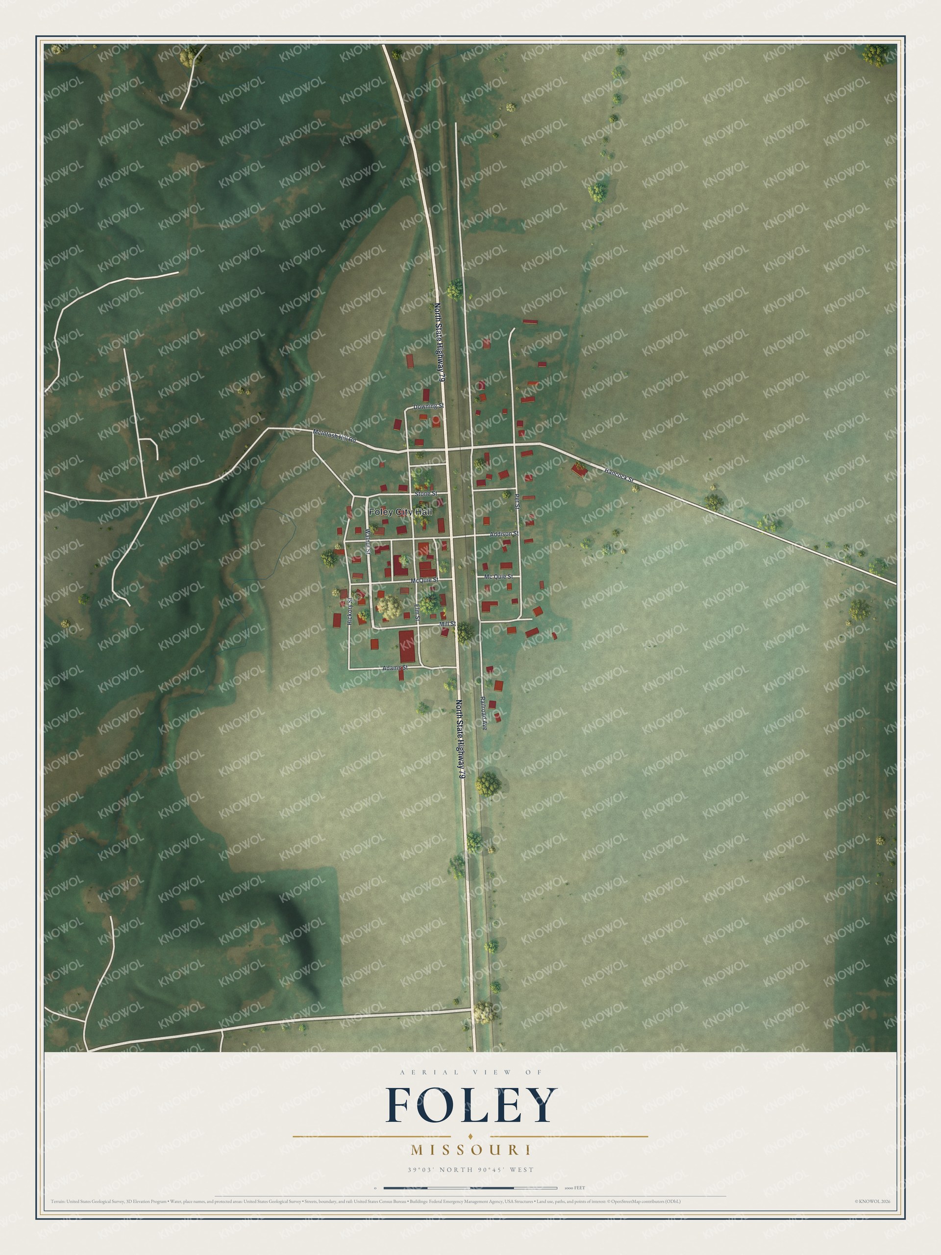 Watermarked full-map preview of Foley, Missouri