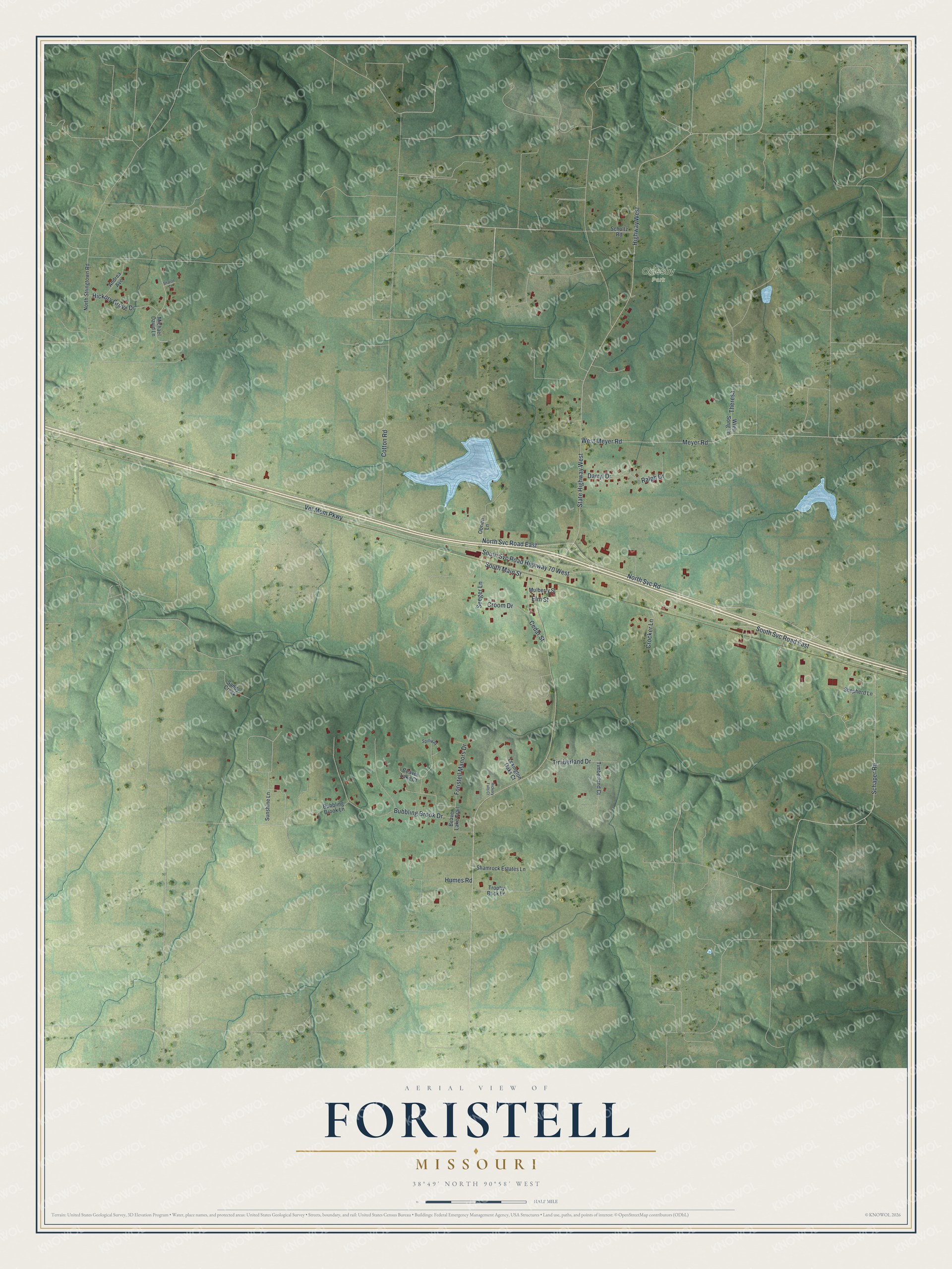 Watermarked full-map preview of Foristell, Missouri