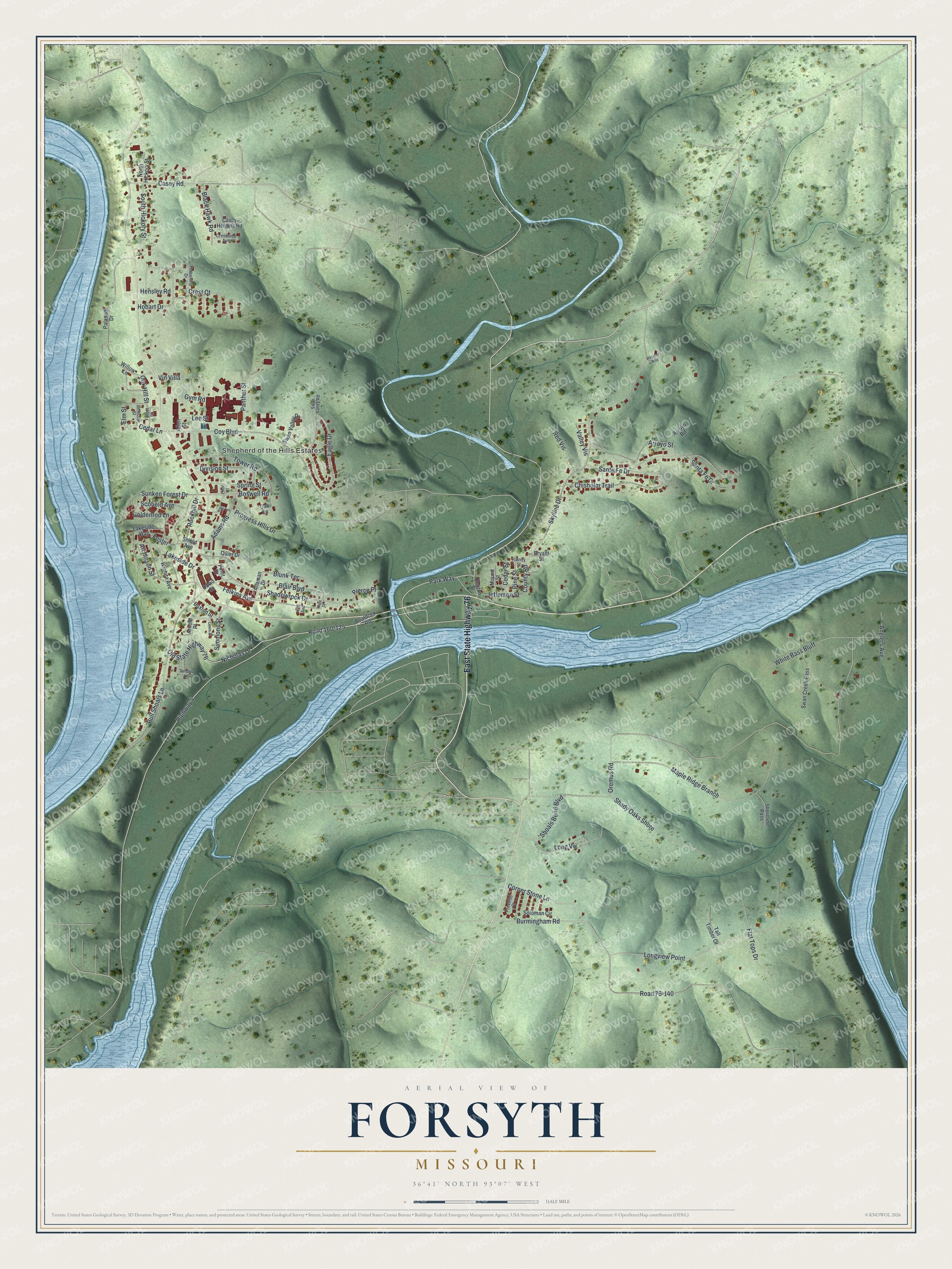 Watermarked full-map preview of Forsyth, Missouri