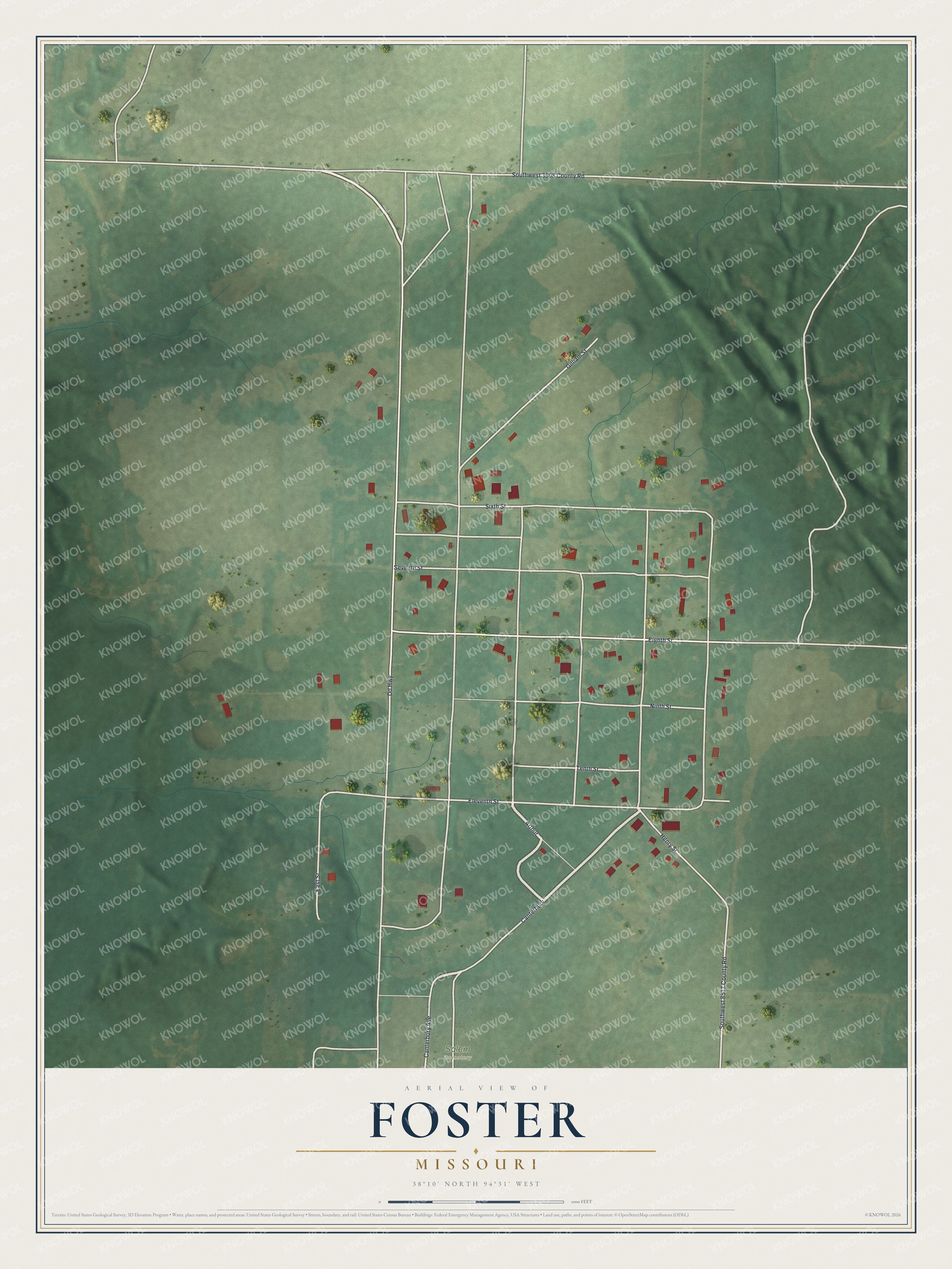 Watermarked full-map preview of Foster, Missouri