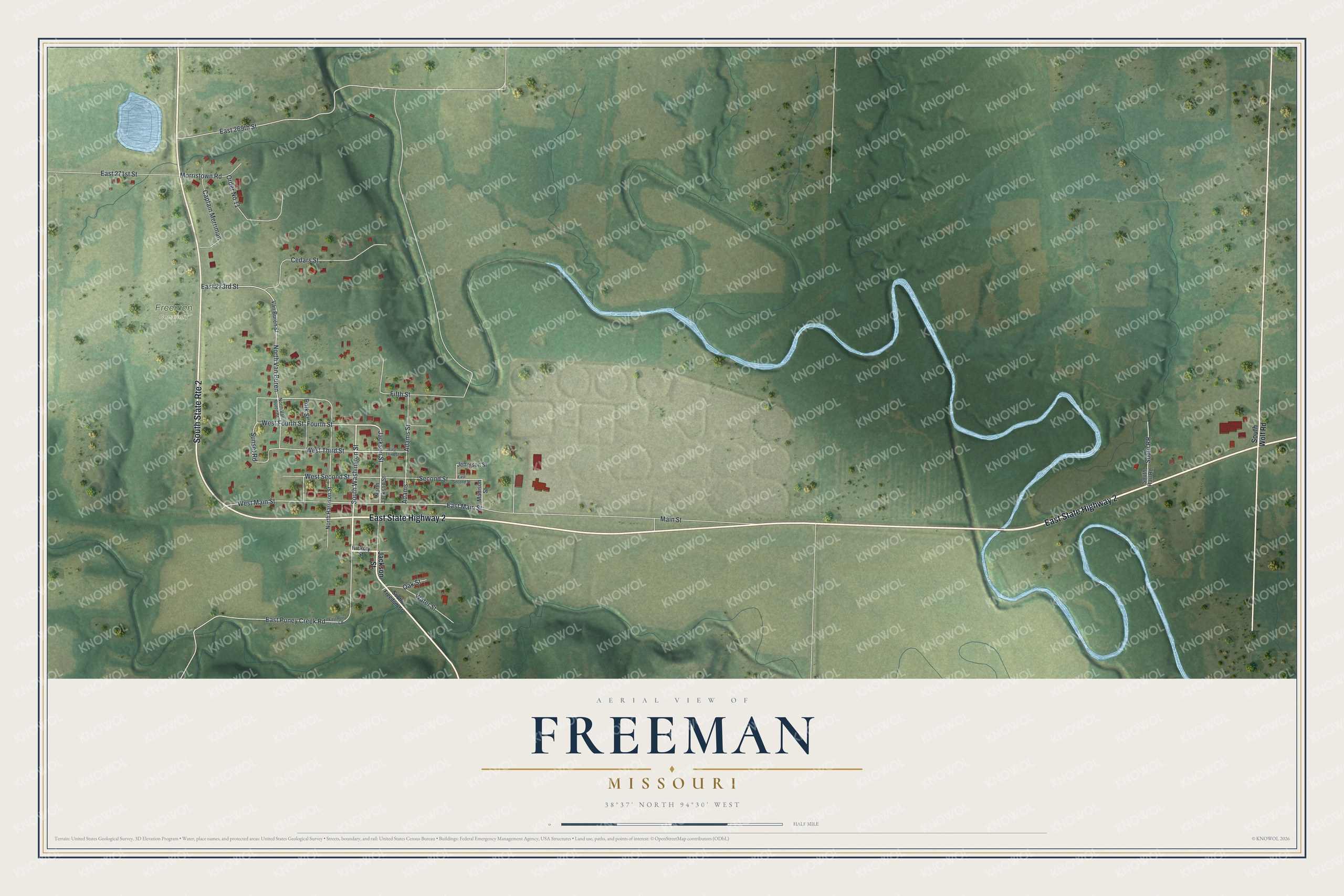 Watermarked full-map preview of Freeman, Missouri