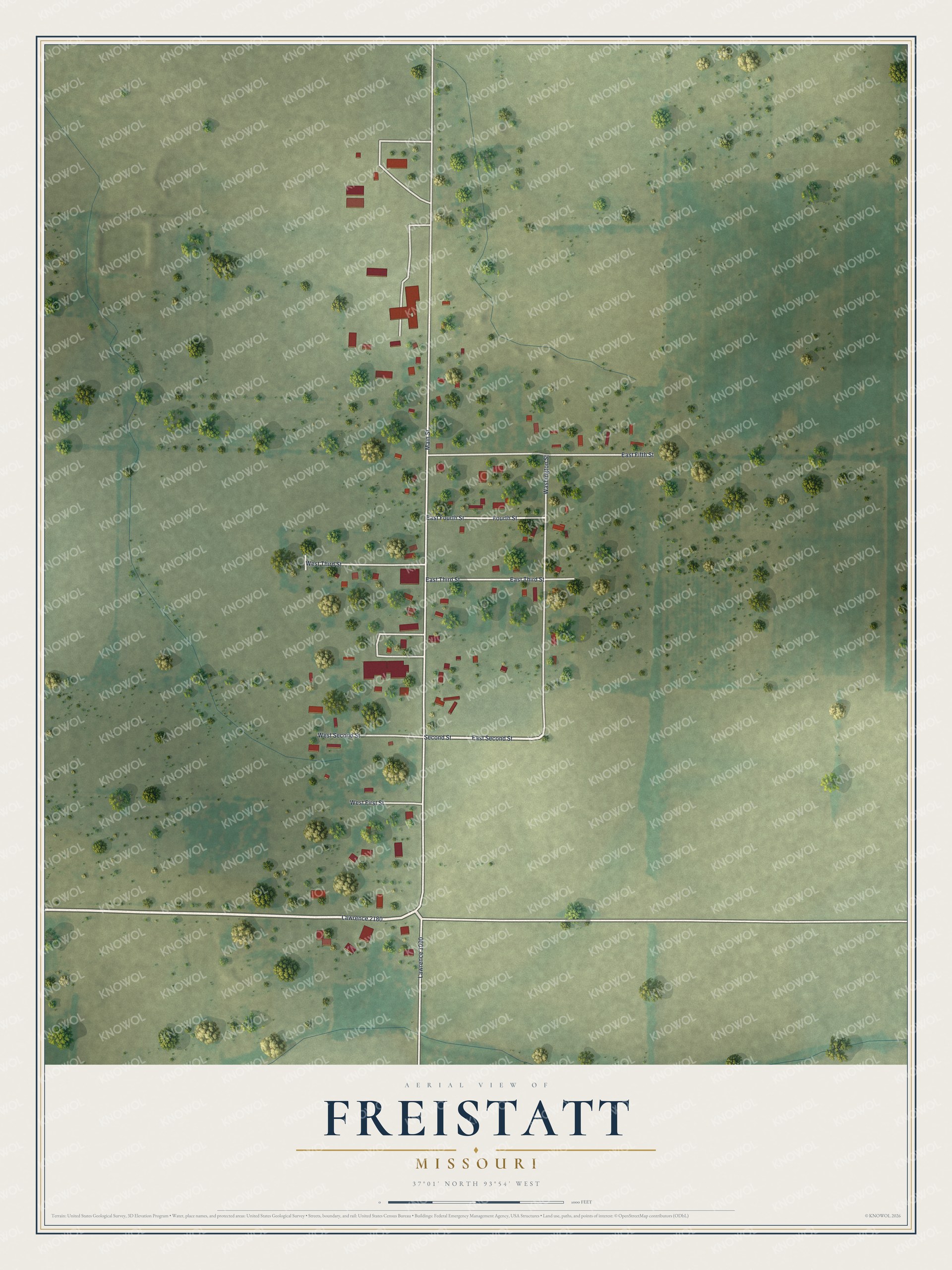 Watermarked full-map preview of Freistatt, Missouri