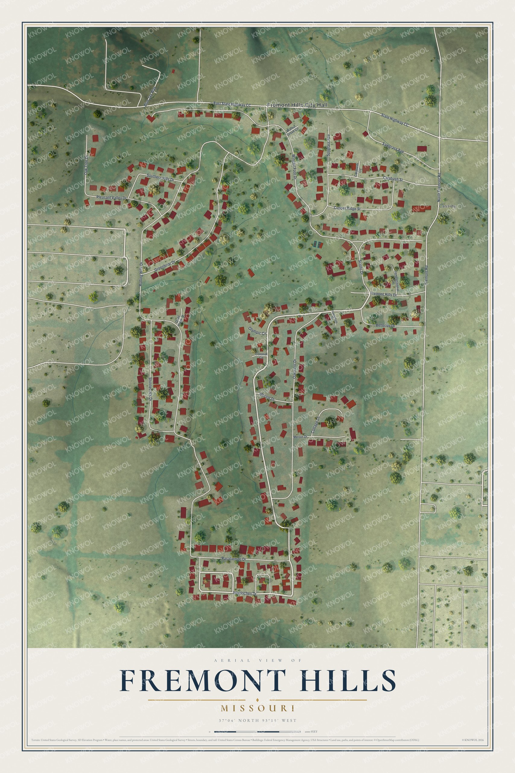 Watermarked full-map preview of Fremont Hills, Missouri