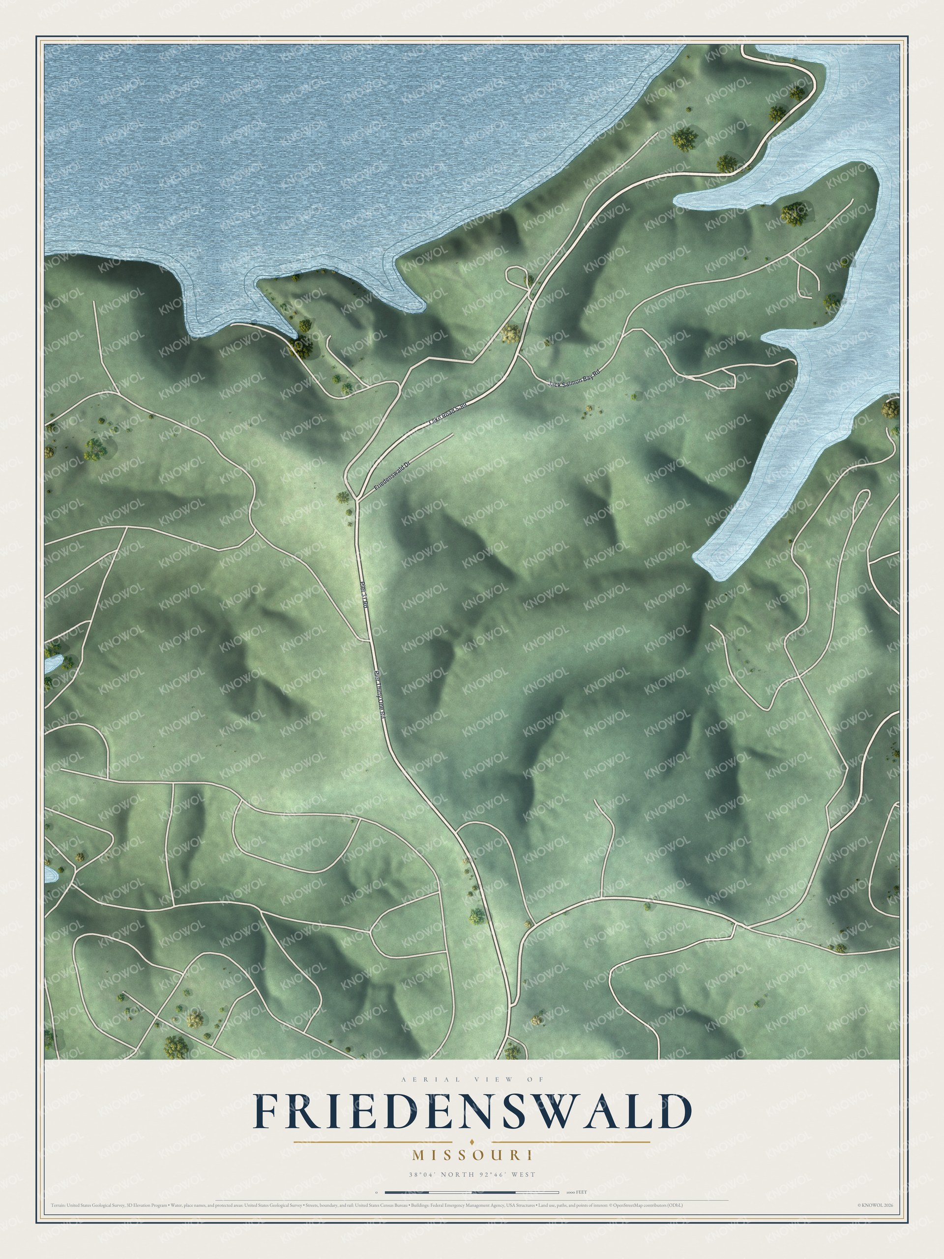 Watermarked full-map preview of Friedenswald, Missouri
