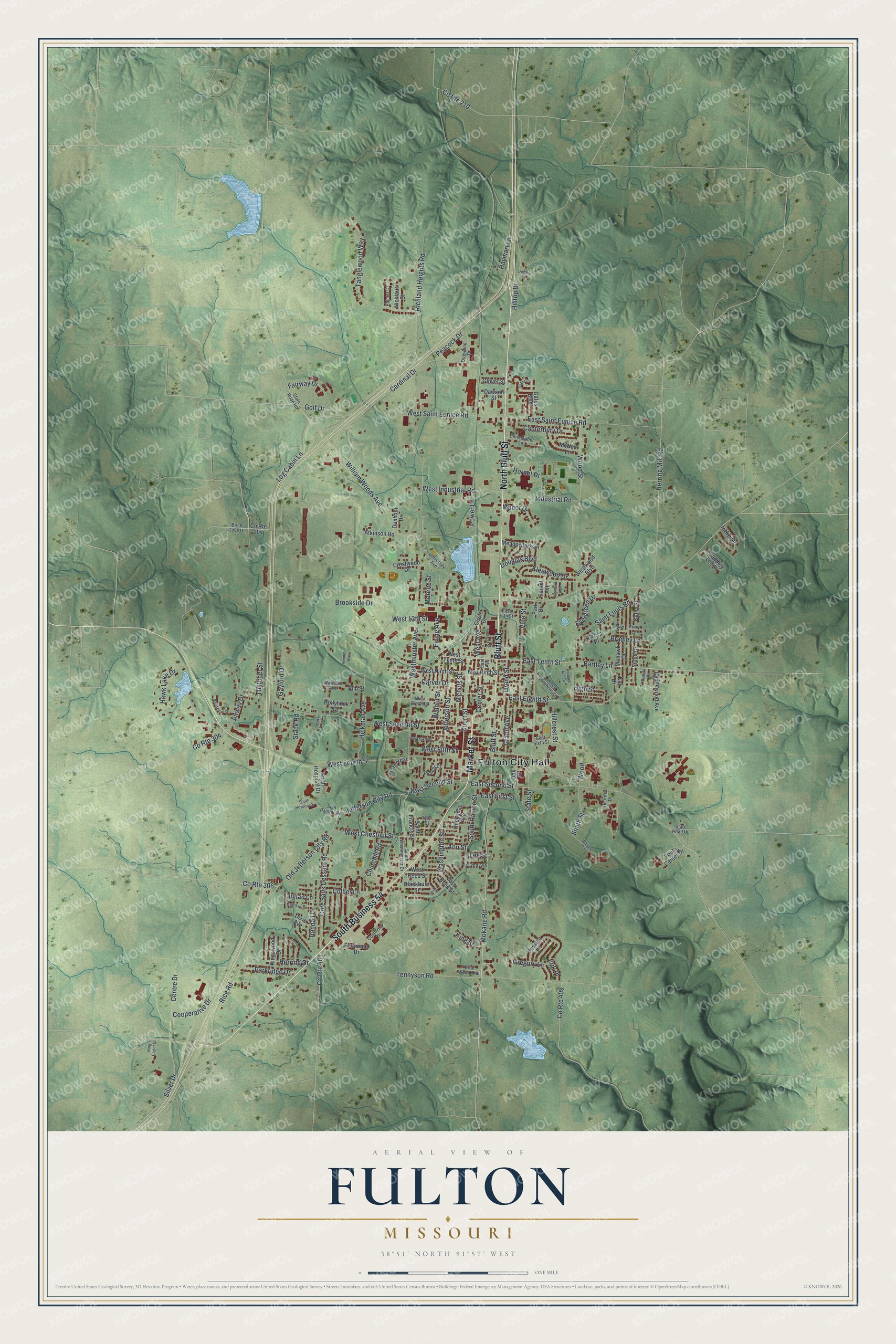 Watermarked full-map preview of Fulton, Missouri