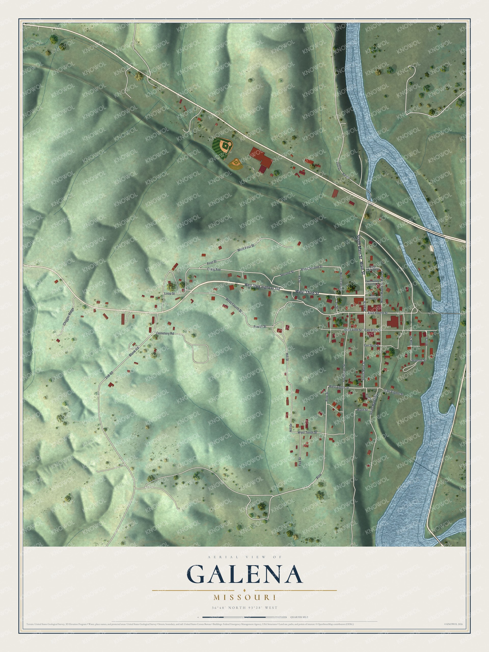 Watermarked full-map preview of Galena, Missouri