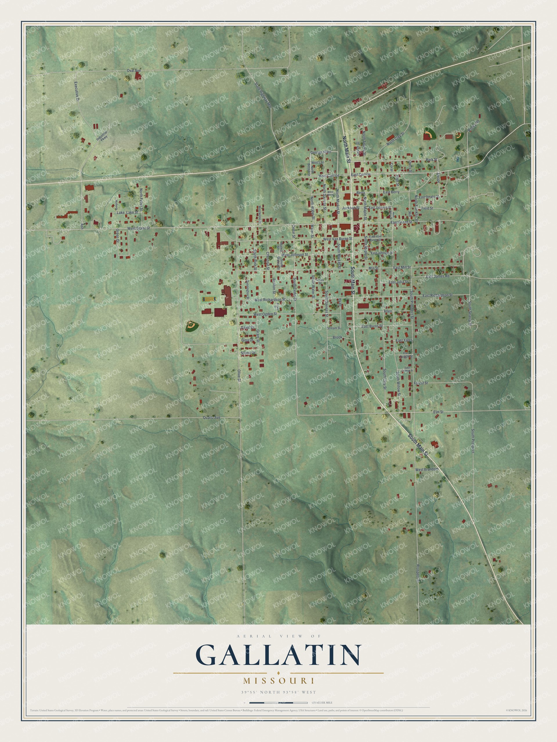 Watermarked full-map preview of Gallatin, Missouri