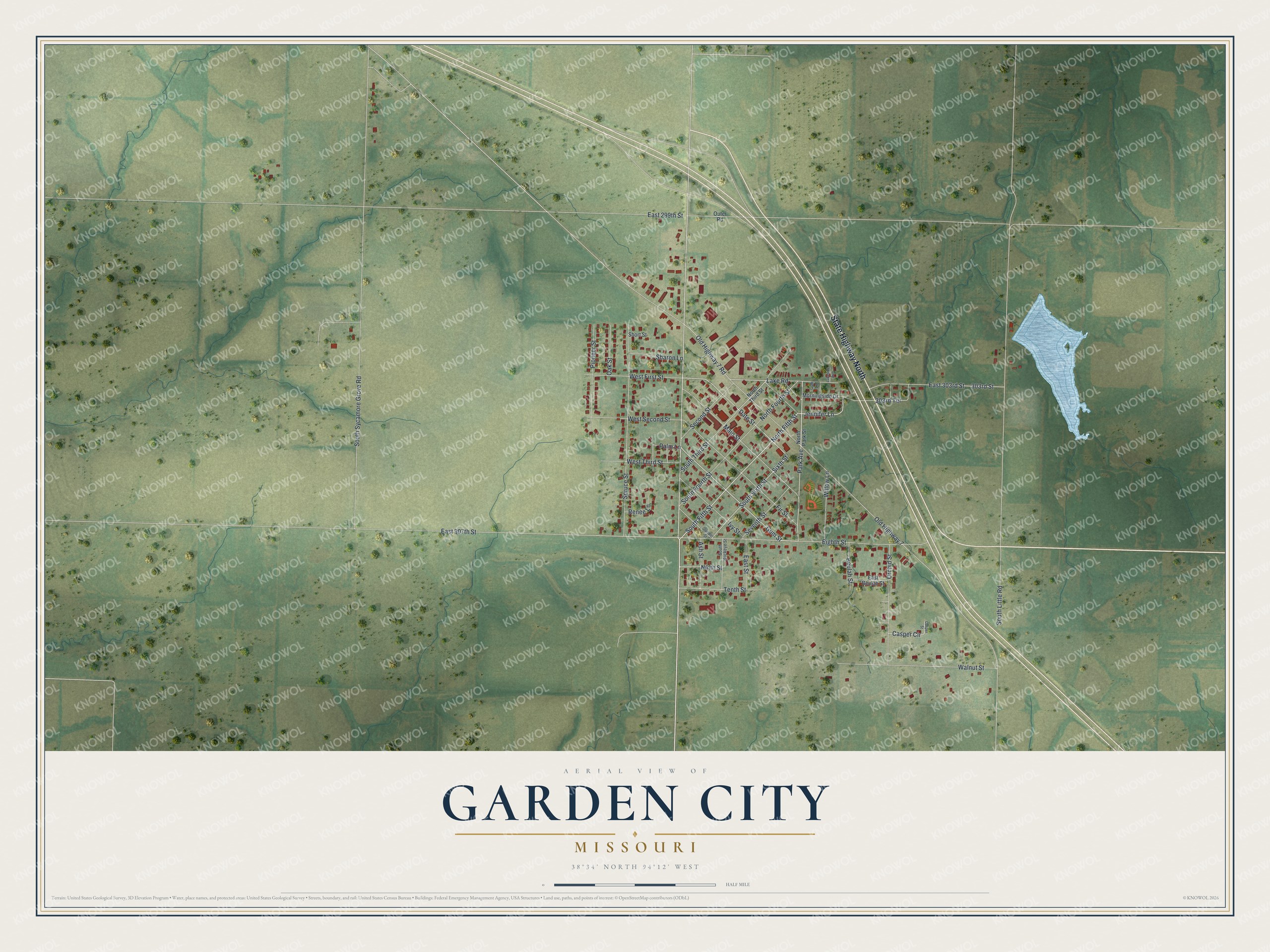 Watermarked full-map preview of Garden City, Missouri