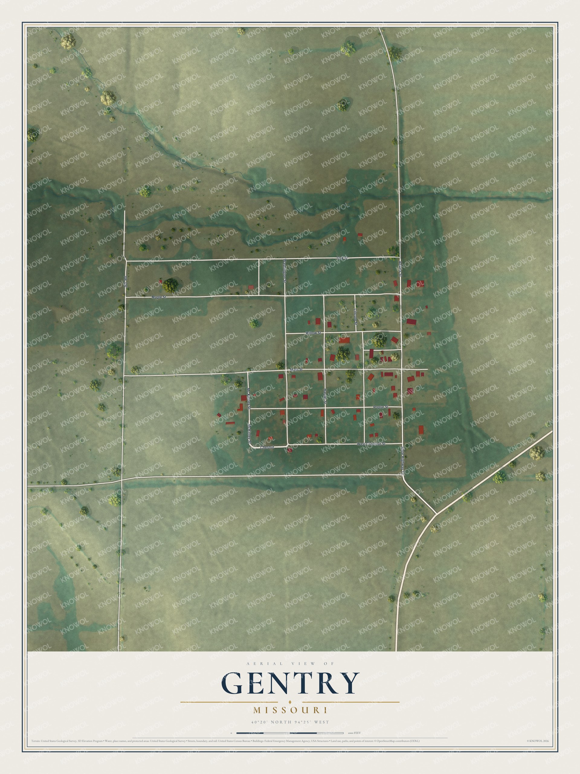 Watermarked full-map preview of Gentry, Missouri
