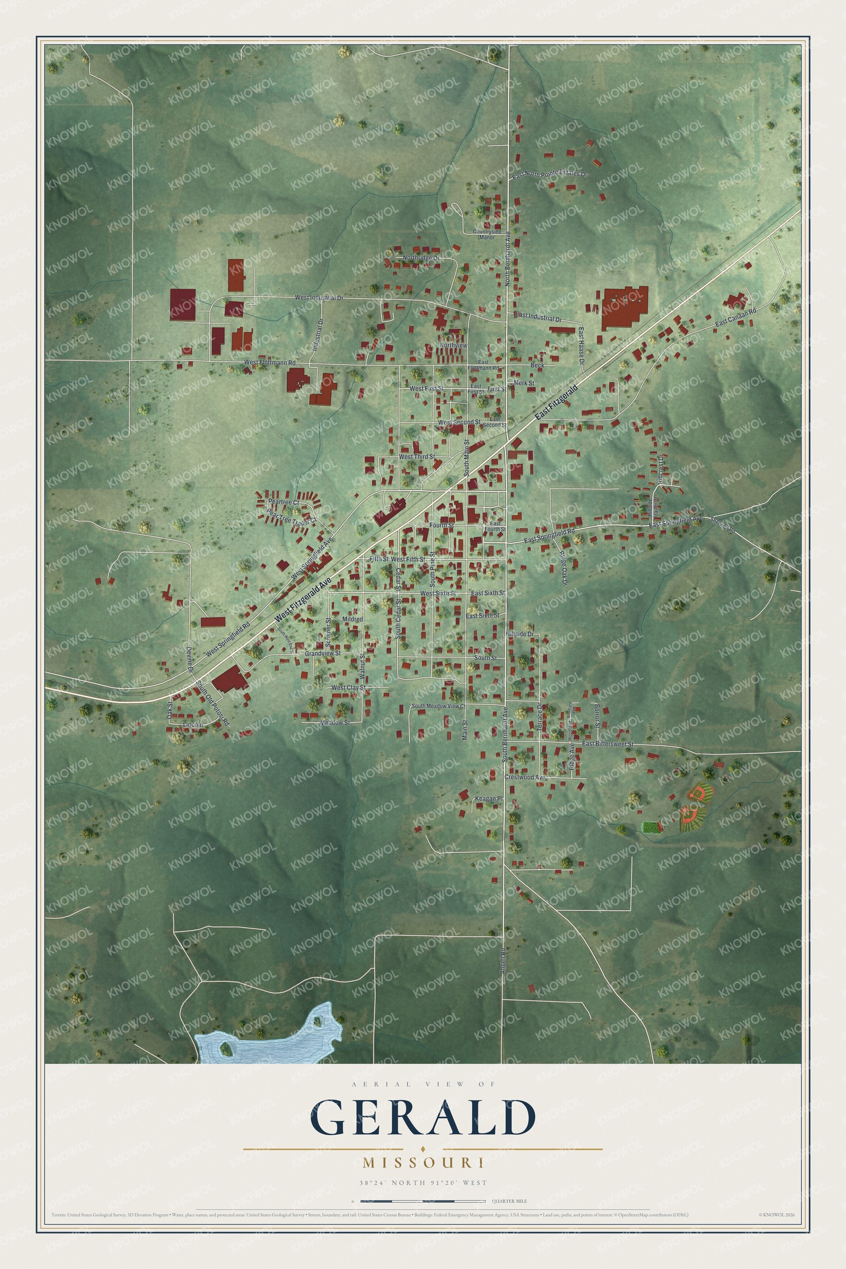 Watermarked full-map preview of Gerald, Missouri