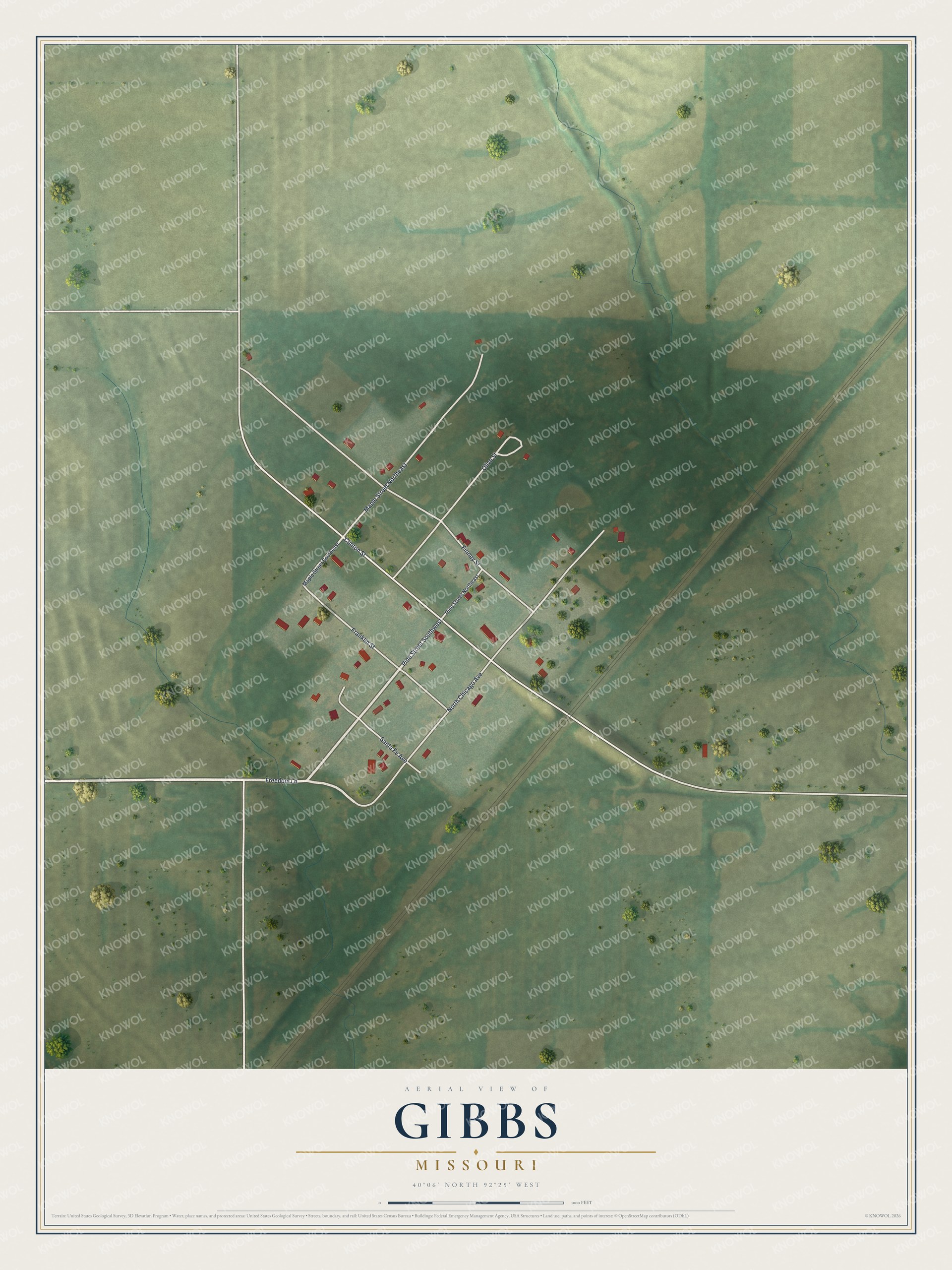Watermarked full-map preview of Gibbs, Missouri