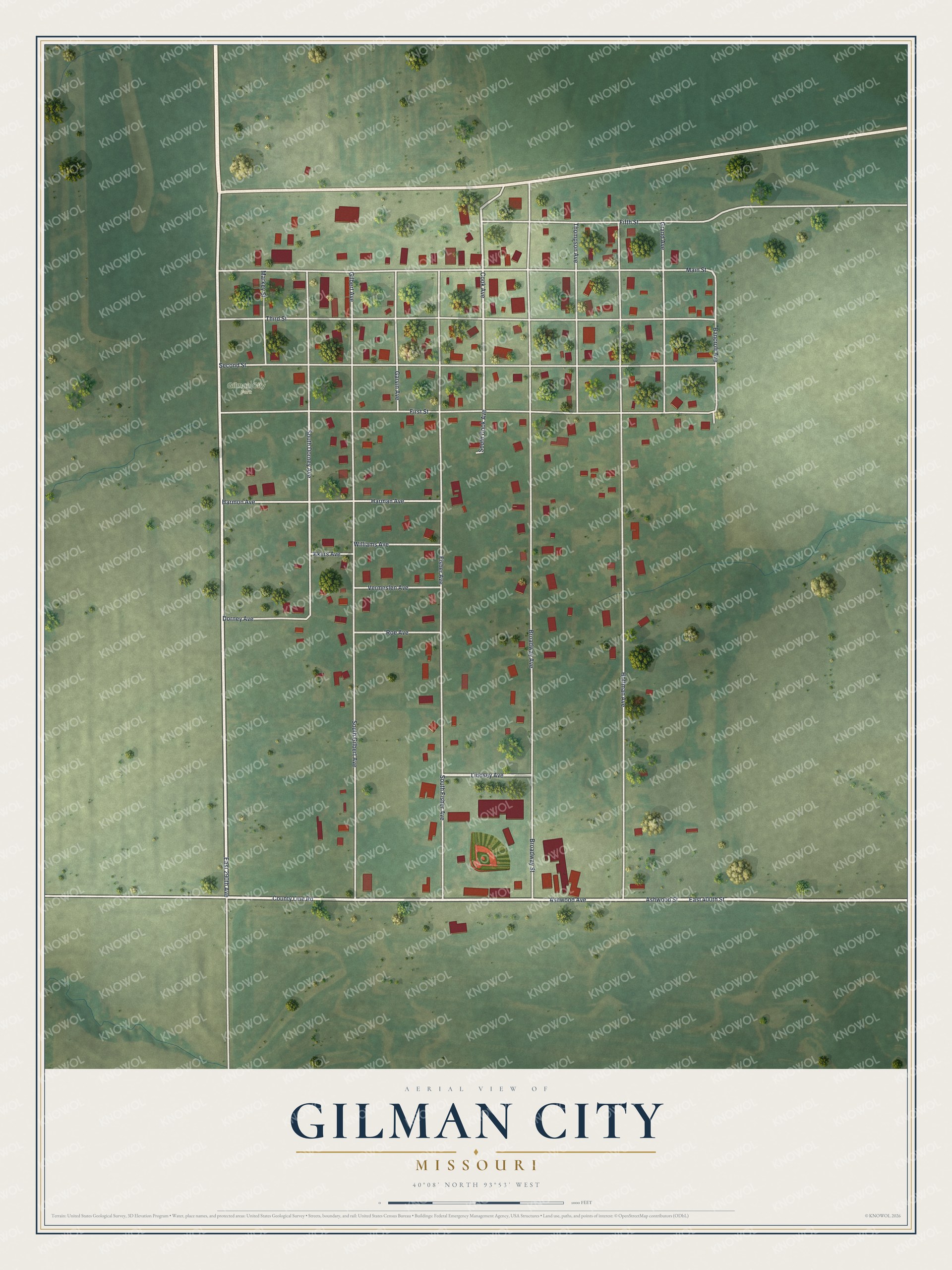 Watermarked full-map preview of Gilman City, Missouri