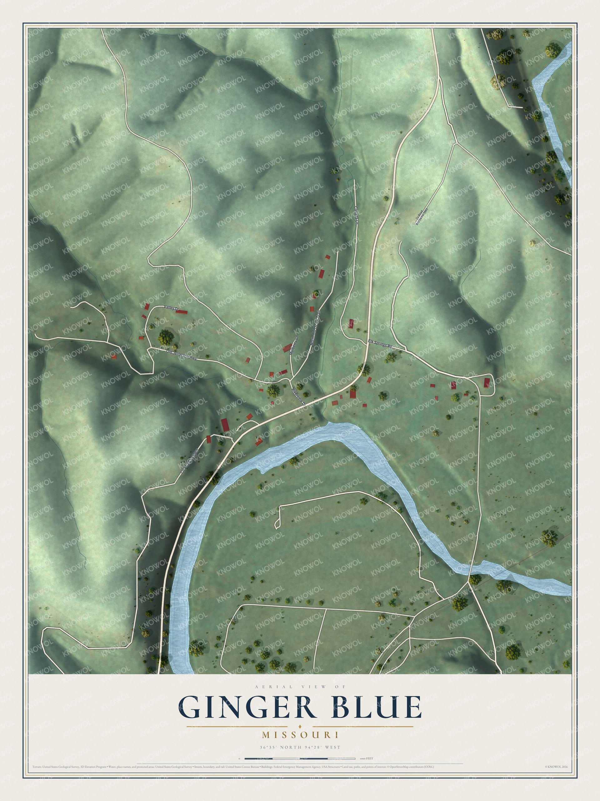 Watermarked full-map preview of Ginger Blue, Missouri