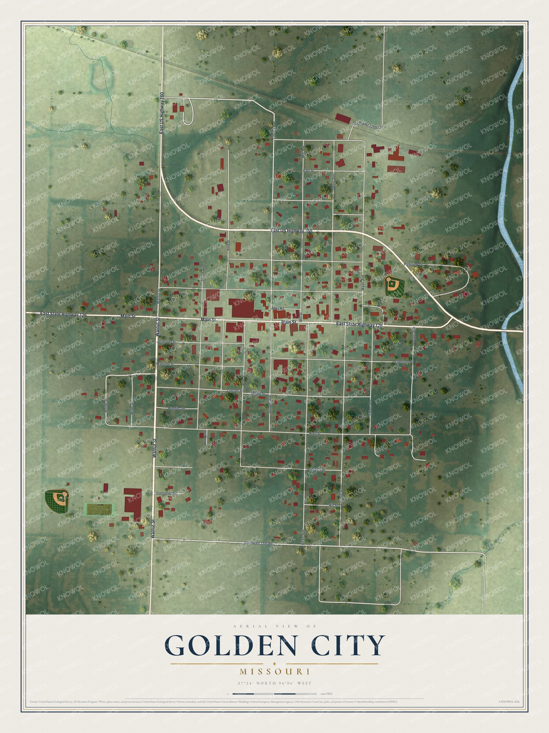 Watermarked full-map preview of Golden City, Missouri